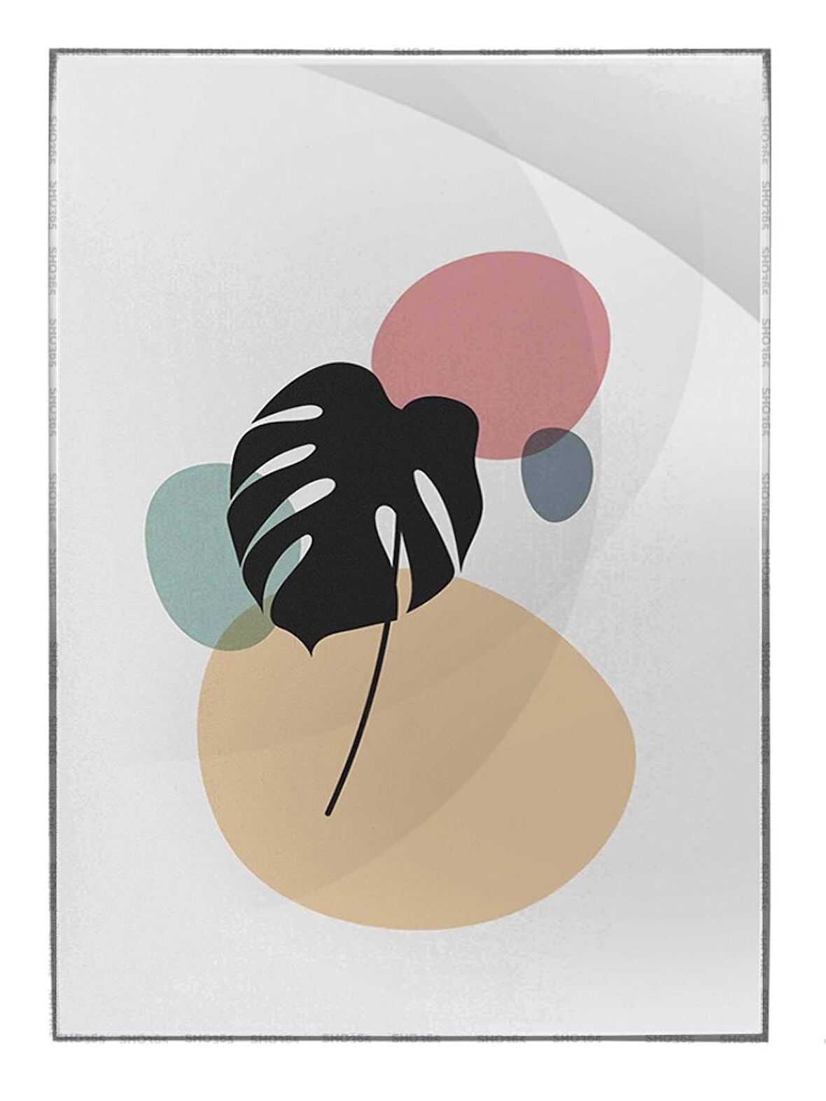 Shop365 Bitki Yapraklar ve Şekiller Modern Tablo Çerçeveli P-001933