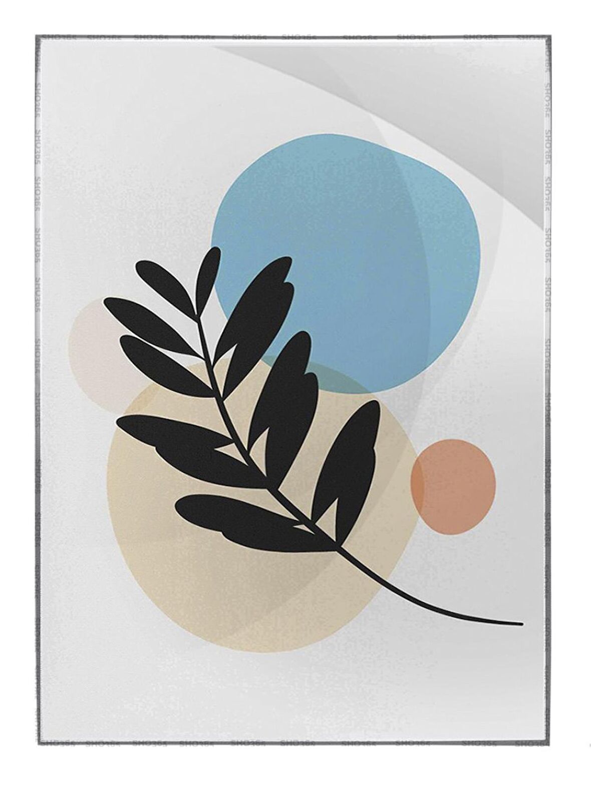 Shop365 Bitki Yapraklar ve Şekiller Modern Tablo Çerçeveli P-001937