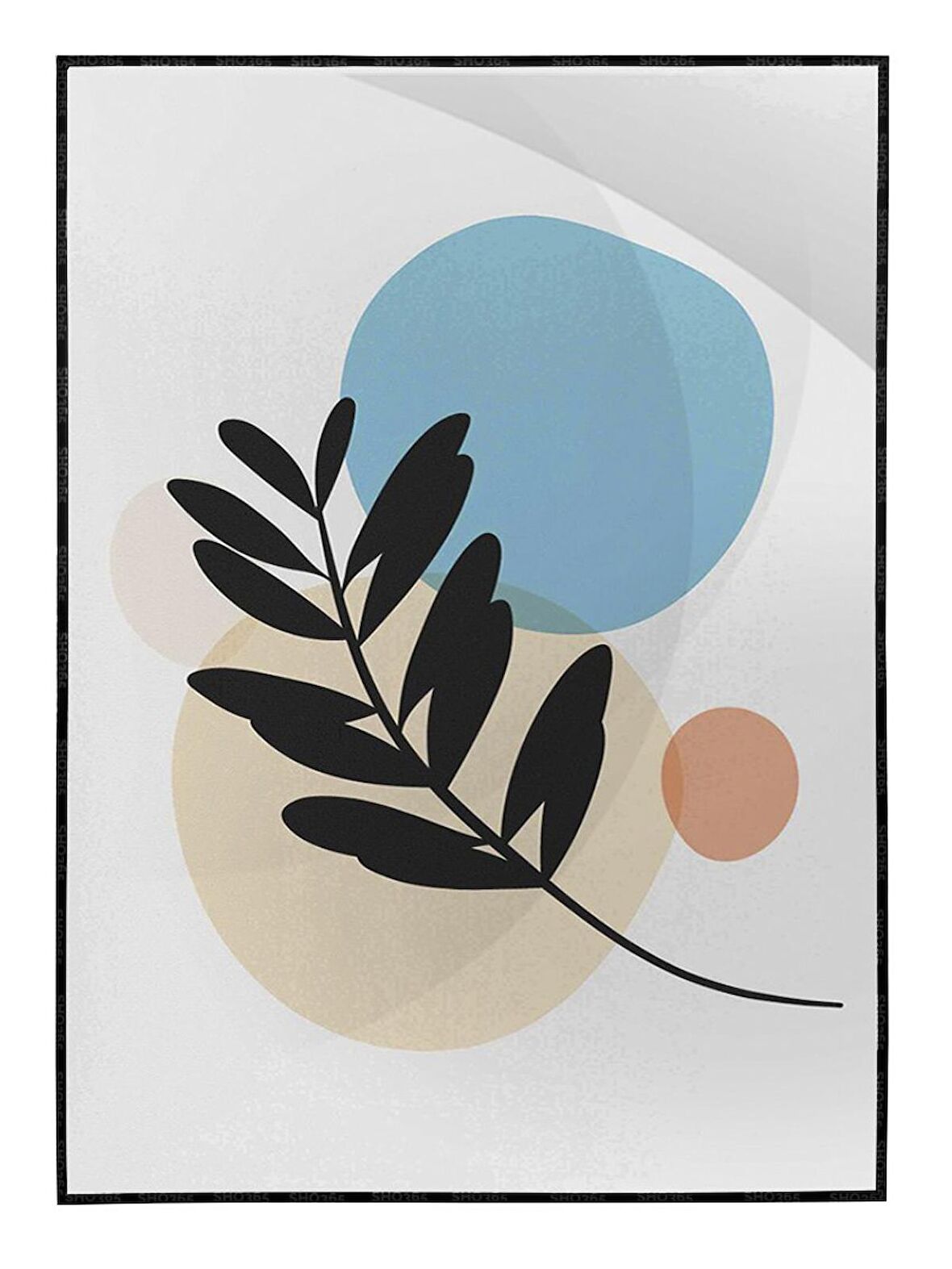 Shop365 Bitki Yapraklar ve Şekiller Modern Tablo Çerçeveli P-001937