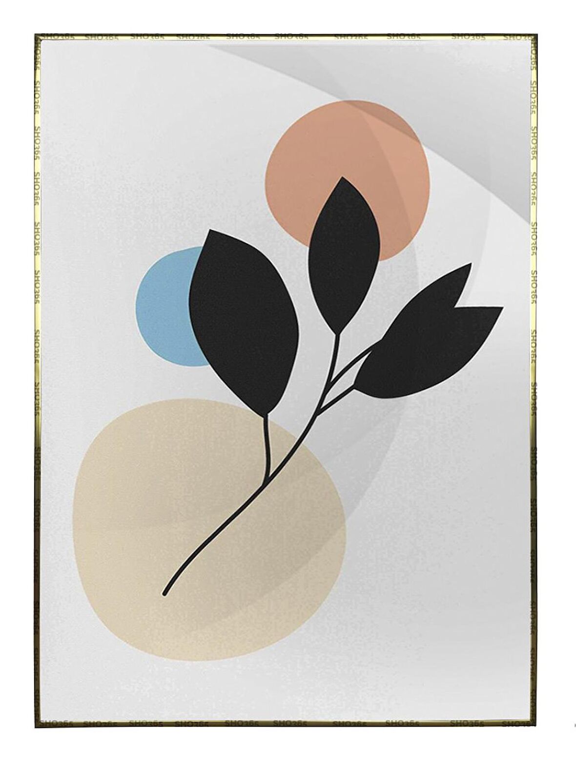 Shop365 Bitki Yapraklar ve Şekiller Modern Tablo Çerçeveli P-001938
