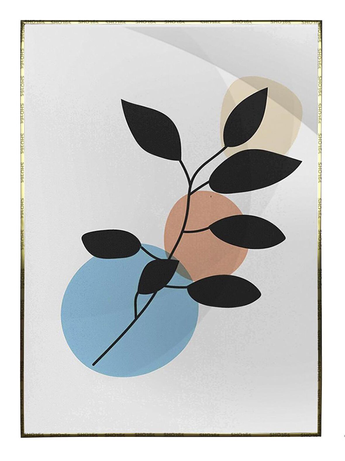 Shop365 Bitki Yapraklar ve Şekiller Modern Tablo Çerçeveli P-001940