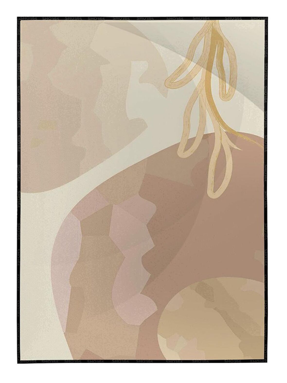 Shop365 Bitki Yapraklar ve Şekiller Modern Tablo Çerçeveli P-001970