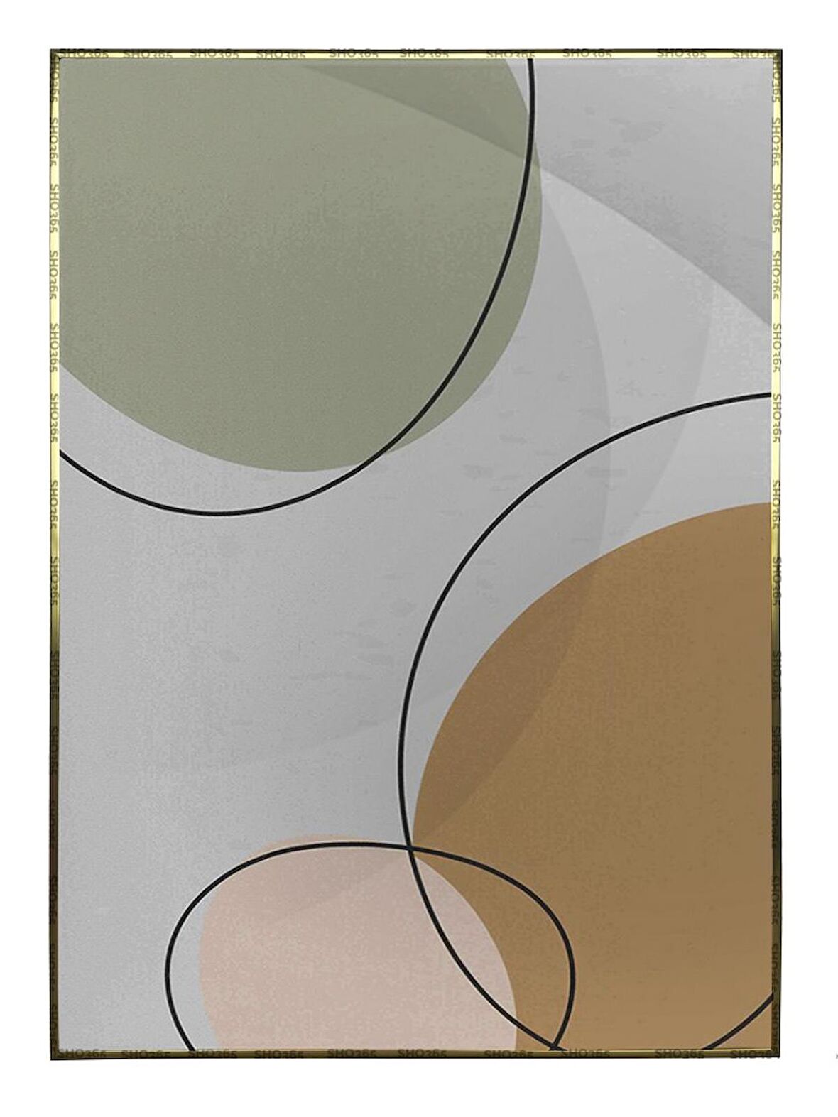 Shop365 Bitki Yapraklar ve Şekiller Modern Tablo Çerçeveli P-001976