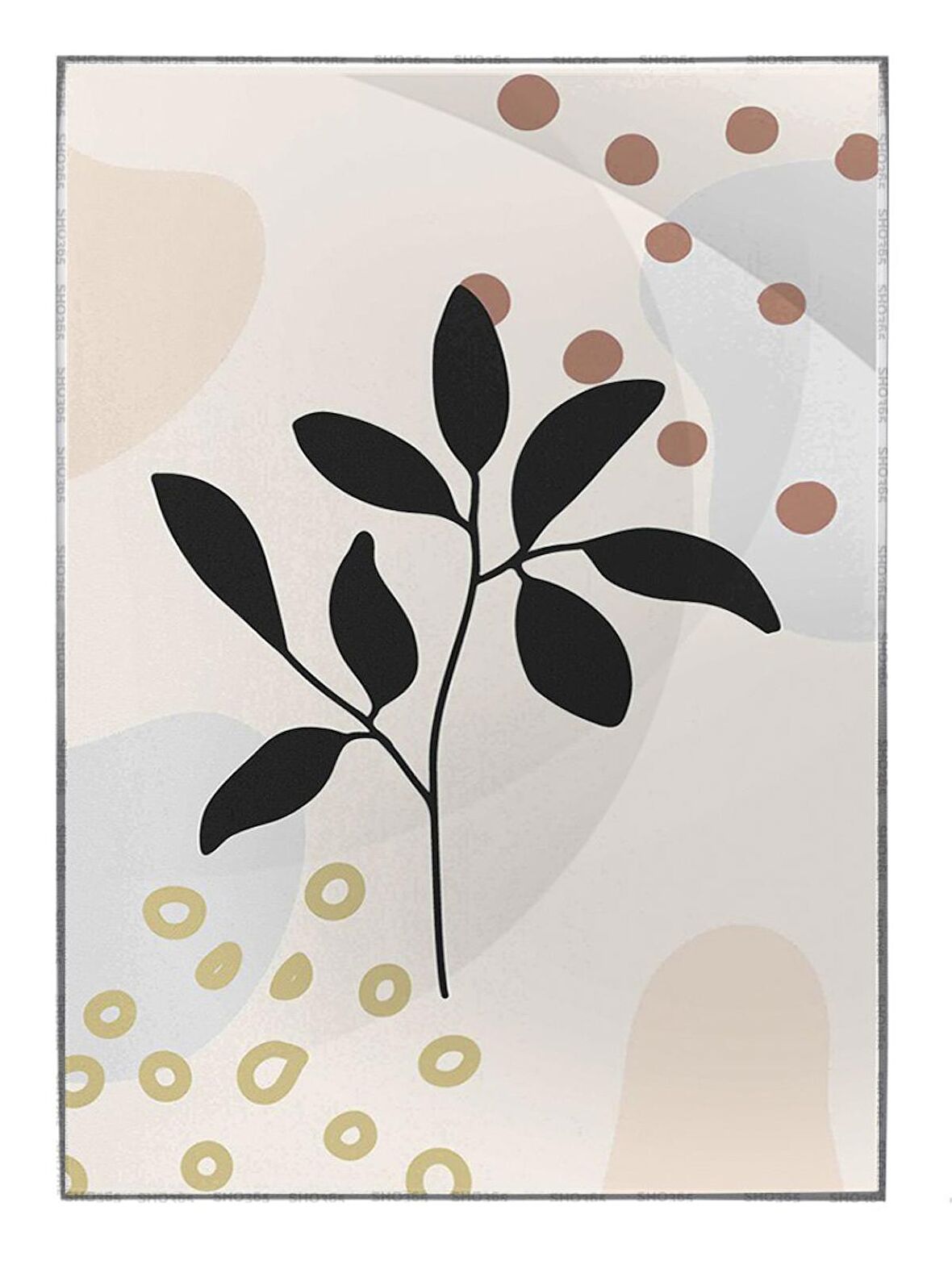 Shop365 Bitki Yapraklar ve Şekiller Modern Tablo Çerçeveli P-002014