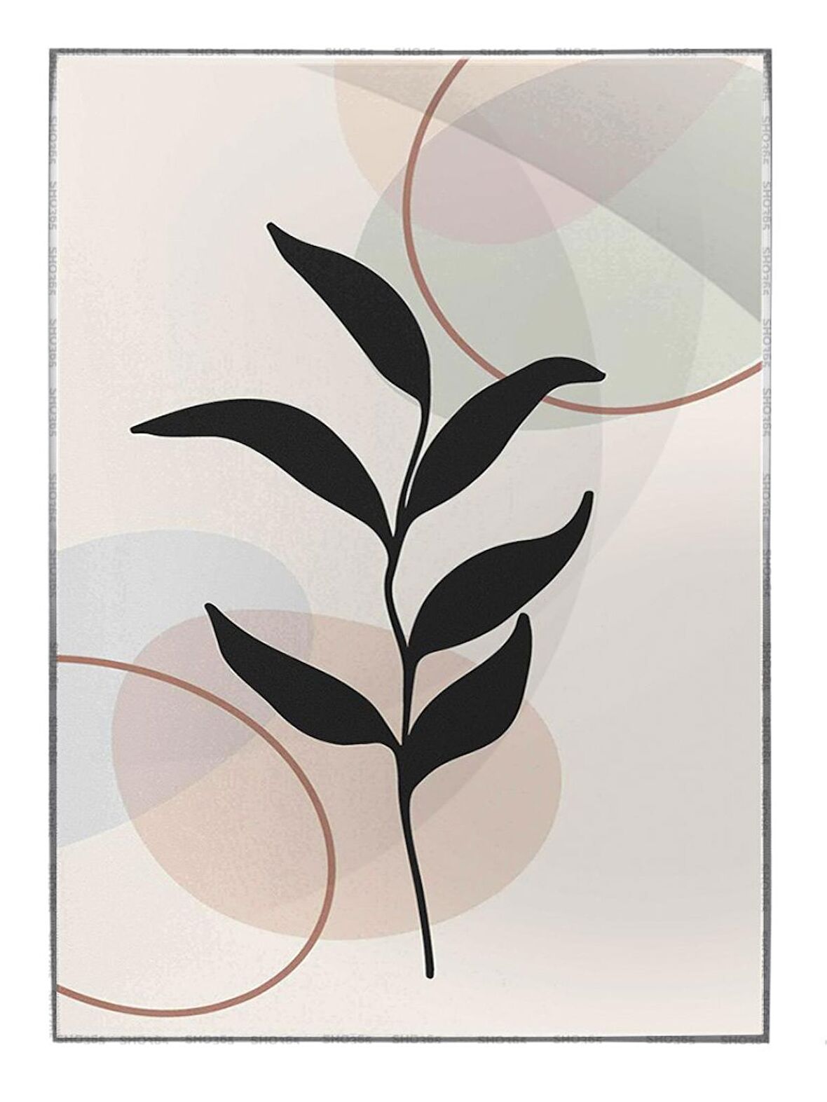 Shop365 Bitki Yapraklar ve Şekiller Modern Tablo Çerçeveli P-002015