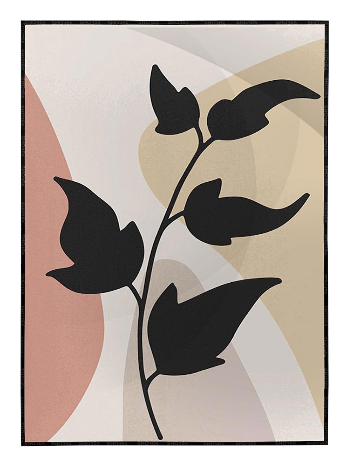 Shop365 Bitki Yapraklar ve Şekiller Modern Tablo Çerçeveli P-002020