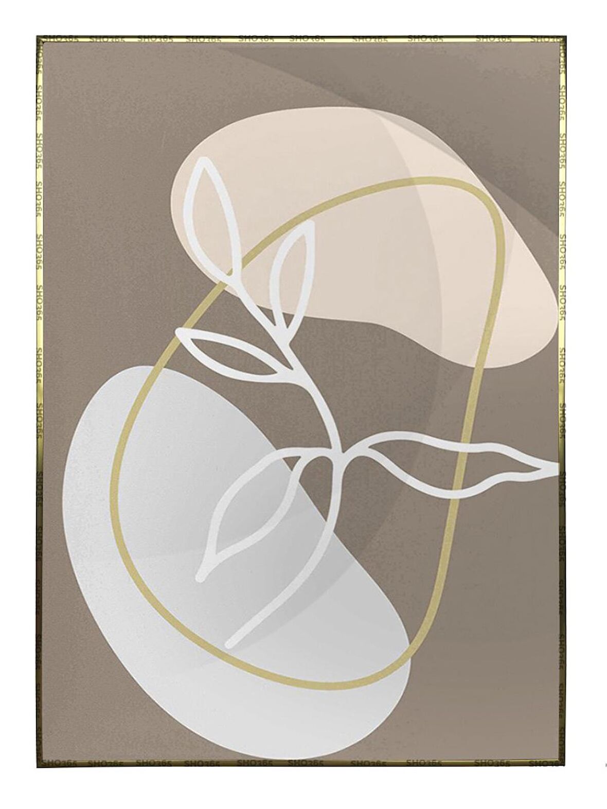 Shop365 Bitki Yapraklar ve Şekiller Modern Tablo Çerçeveli P-002023