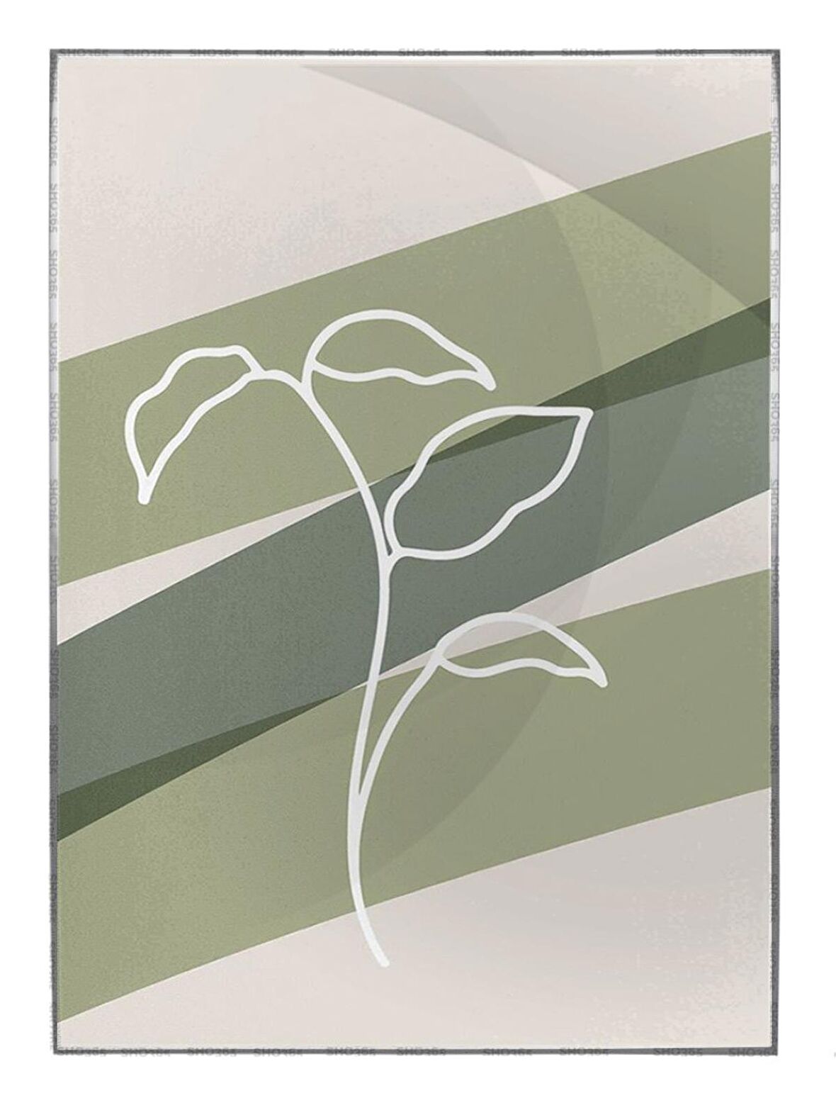 Shop365 Bitki Yapraklar ve Şekiller Modern Tablo Çerçeveli P-002030