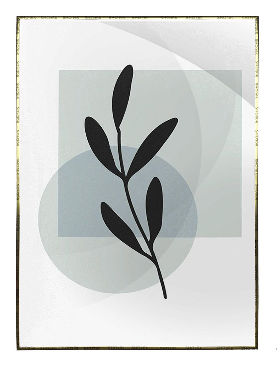 Shop365 Bitki Yapraklar ve Şekiller Modern Tablo Çerçeveli P-002041