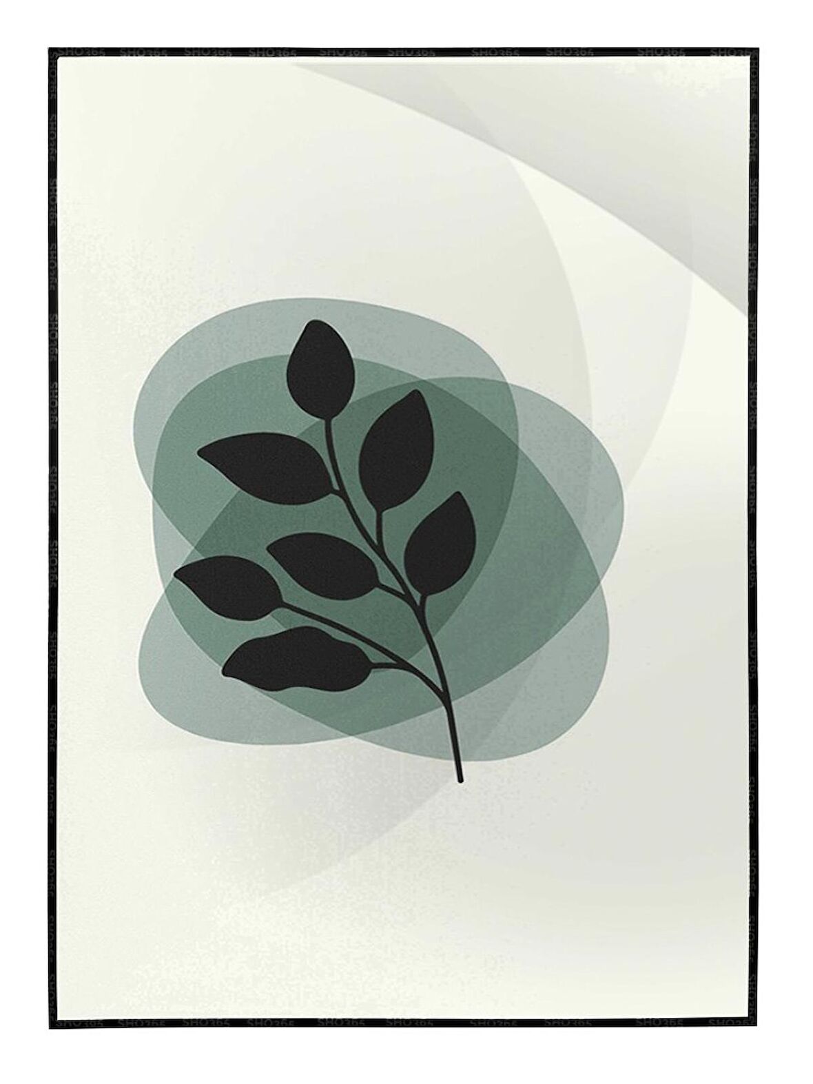 Shop365 Bitki Yapraklar ve Şekiller Modern Tablo Çerçeveli P-002044