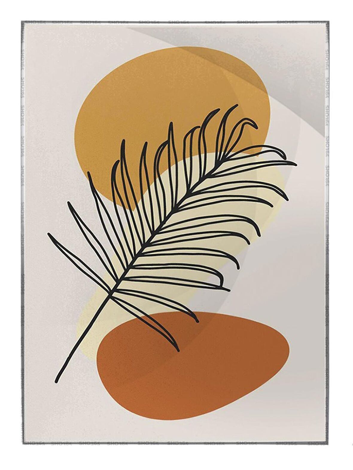 Shop365 Bitki Yapraklar ve Şekiller Modern Tablo Çerçeveli P-002071