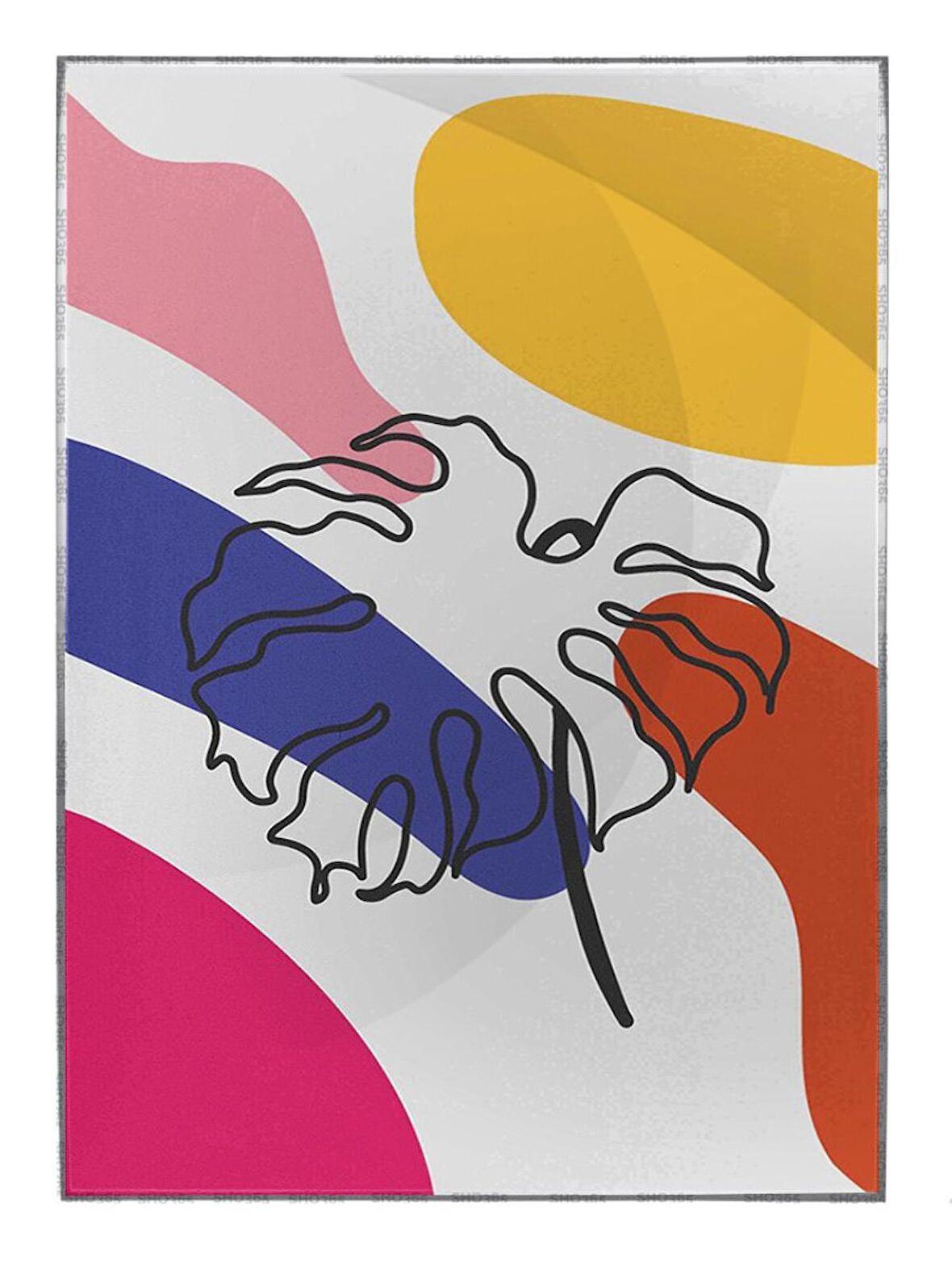 Shop365 Bitki Yapraklar ve Şekiller Modern Tablo Çerçeveli P-002086