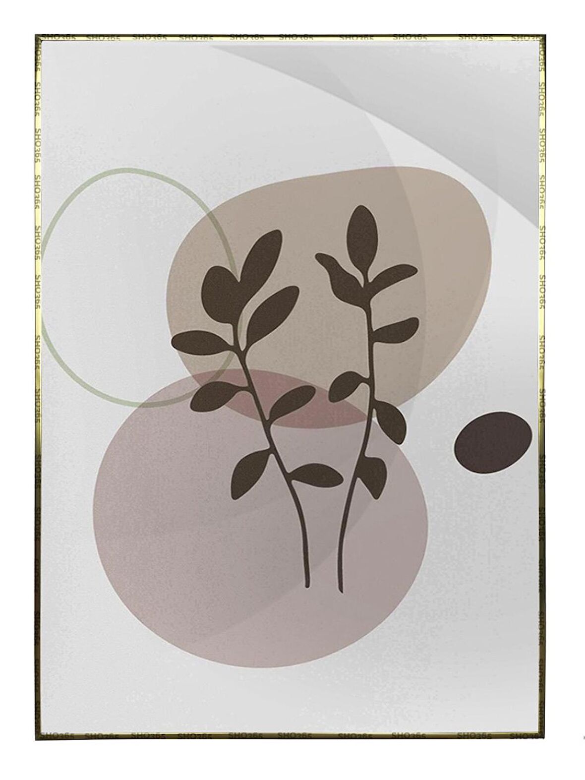 Shop365 Bitki Yapraklar ve Şekiller Modern Tablo Çerçeveli P-002092