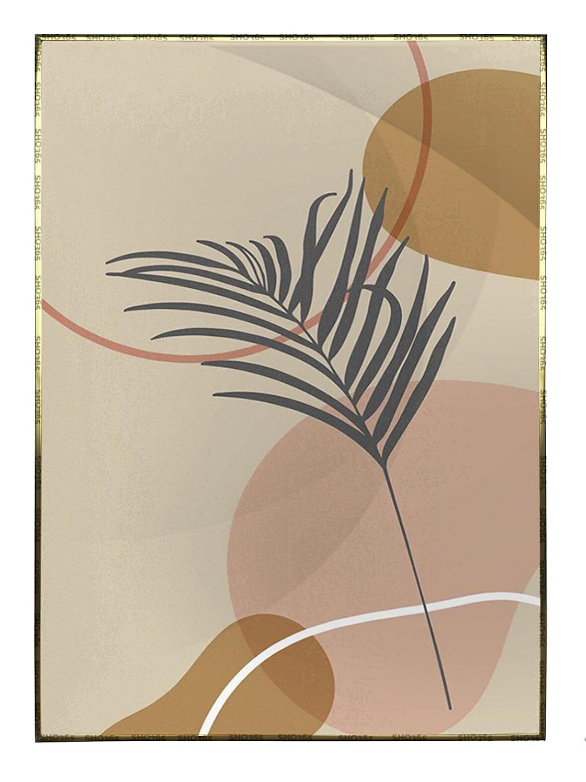 Shop365 Bitki Yapraklar ve Şekiller Modern Tablo Çerçeveli P-002100