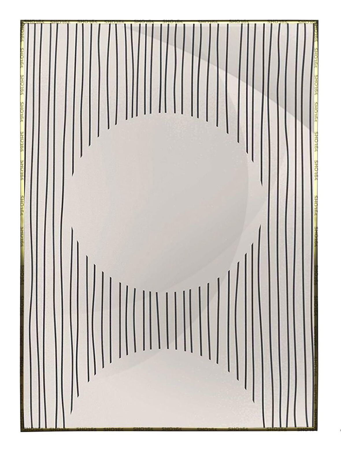 Shop365 Güneş ve Çizgiler Krem Gri Renkler Modern Tablo Çerçeveli P-002125