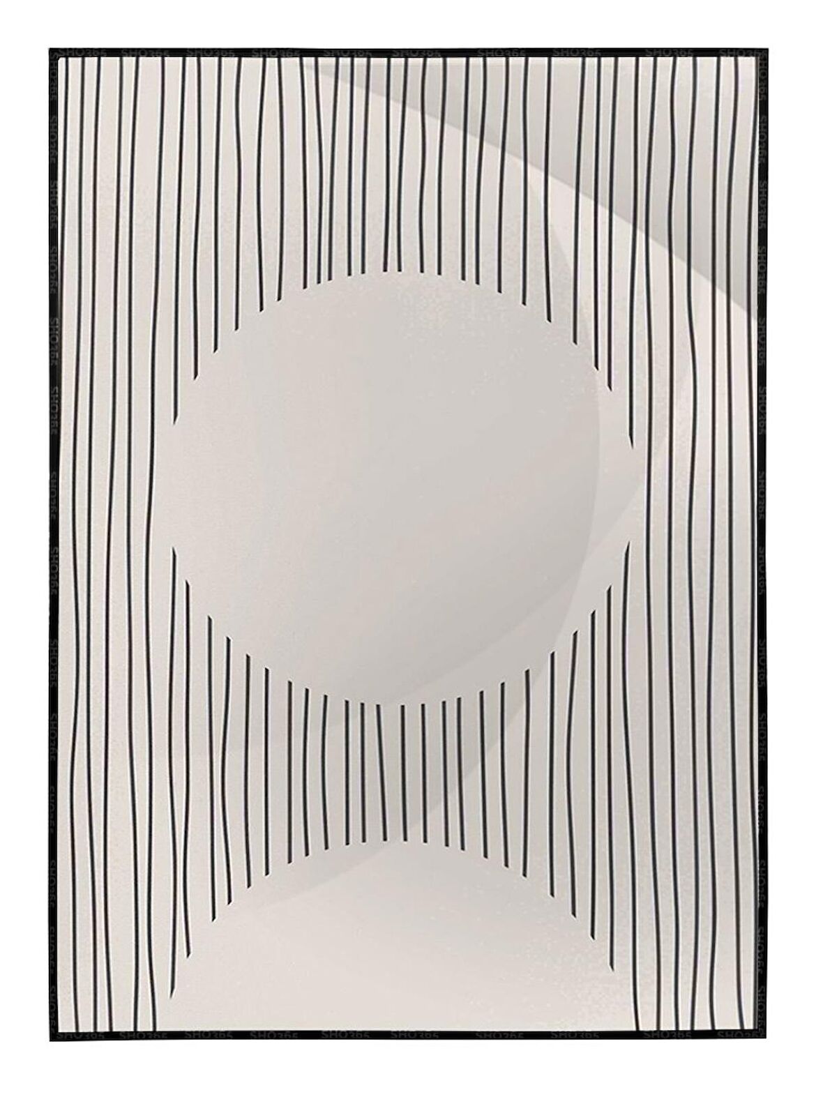 Shop365 Güneş ve Çizgiler Krem Gri Renkler Modern Tablo Çerçeveli P-002125