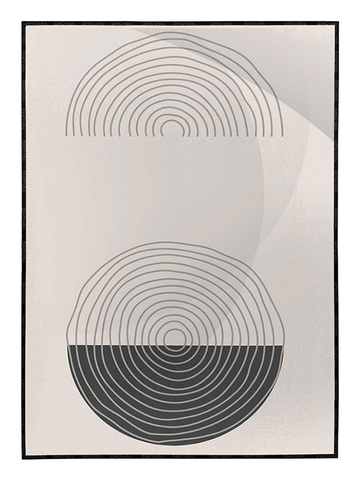 Shop365 Şekiller ve Çizgiler Krem Gri Renkler Modern Tablo Çerçeveli P-002133