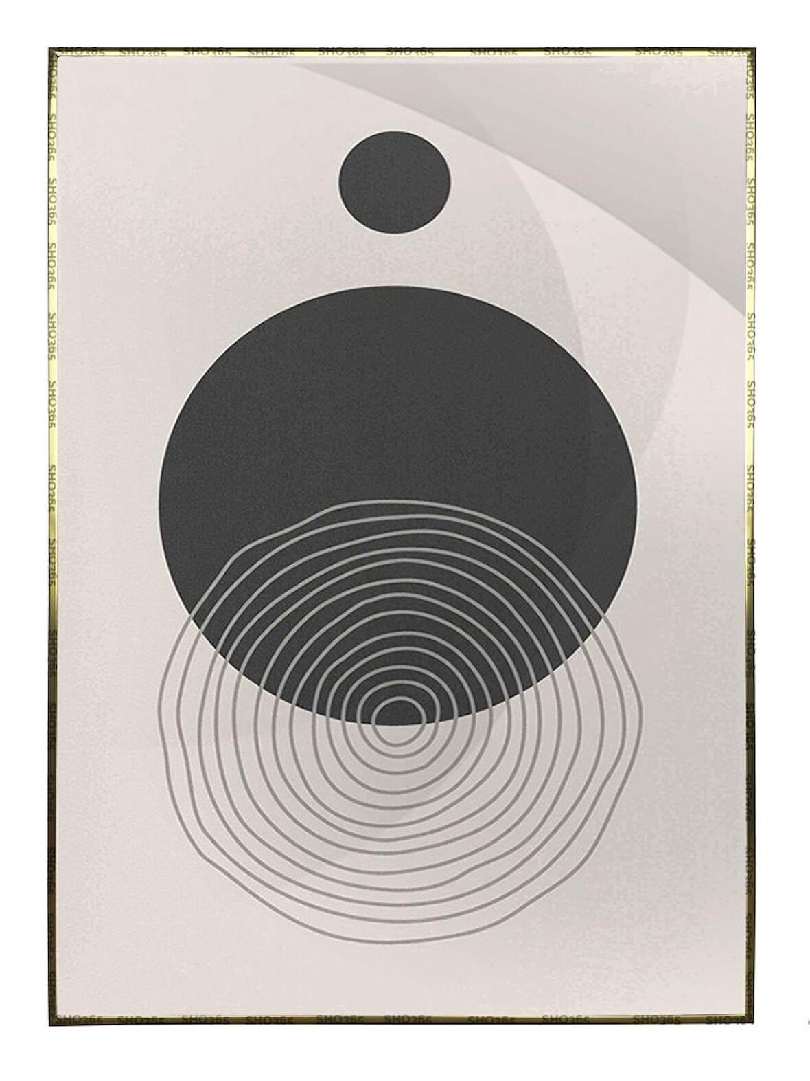 Shop365 Şekiller ve Çizgiler Krem Gri Renkler Modern Tablo Çerçeveli P-002134