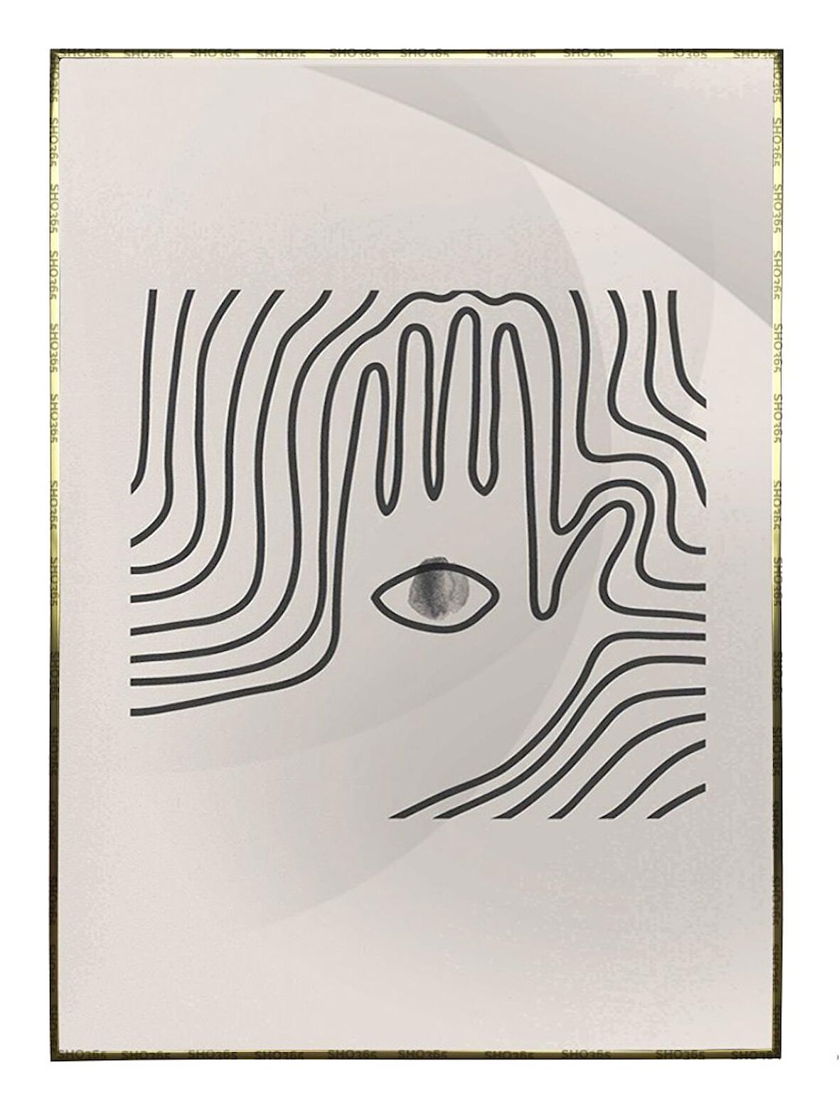 Shop365 El Göz ve Çizgiler Krem Gri Renkler Modern Tablo Çerçeveli P-002137