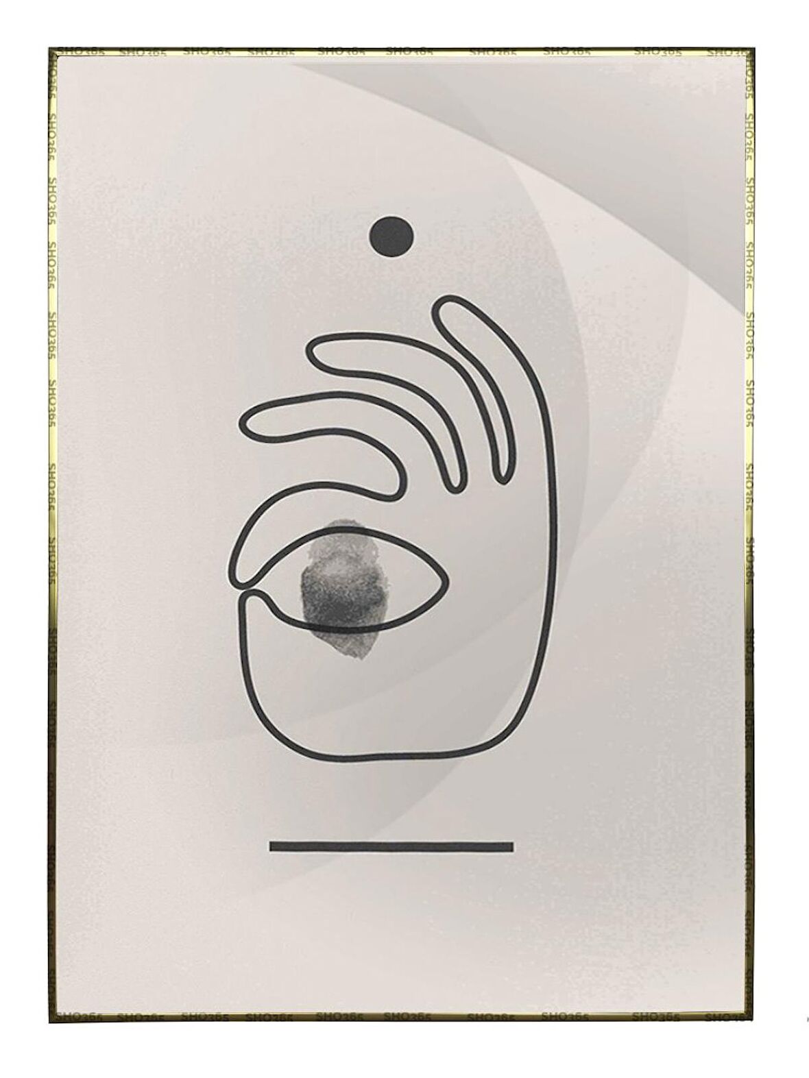 Shop365 El Göz ve Çizgiler Krem Gri Renkler Modern Tablo Çerçeveli P-002140