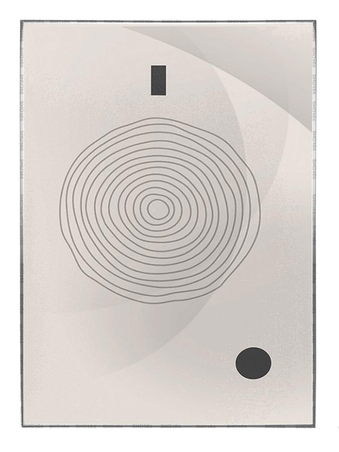 Shop365 Güneş Ay ve Şekiller Krem Gri Renkler Modern Tablo Çerçeveli P-002141