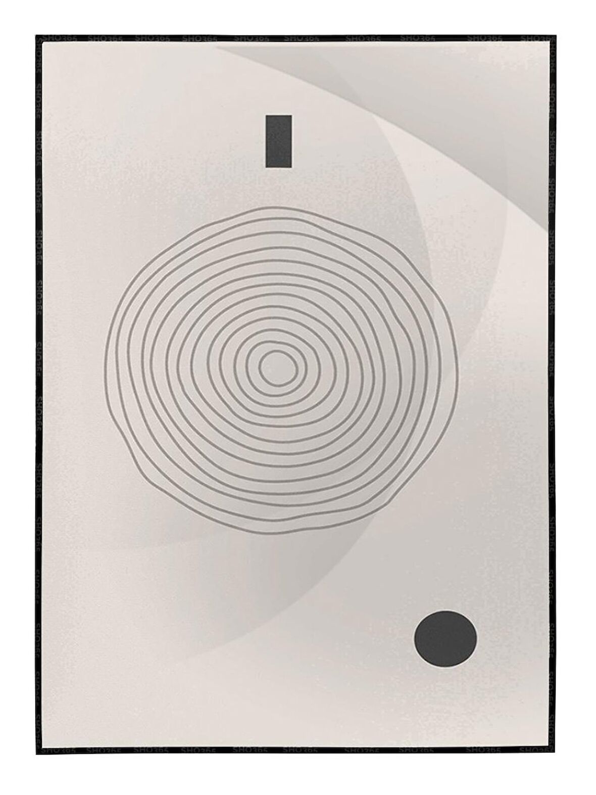 Shop365 Güneş Ay ve Şekiller Krem Gri Renkler Modern Tablo Çerçeveli P-002141