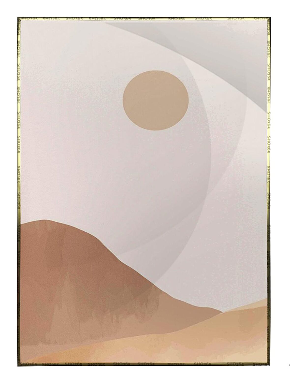 Shop365 Güneş Ay Gökyüzü Sulu Boya Efektli Tablo Çerçeveli P-002193