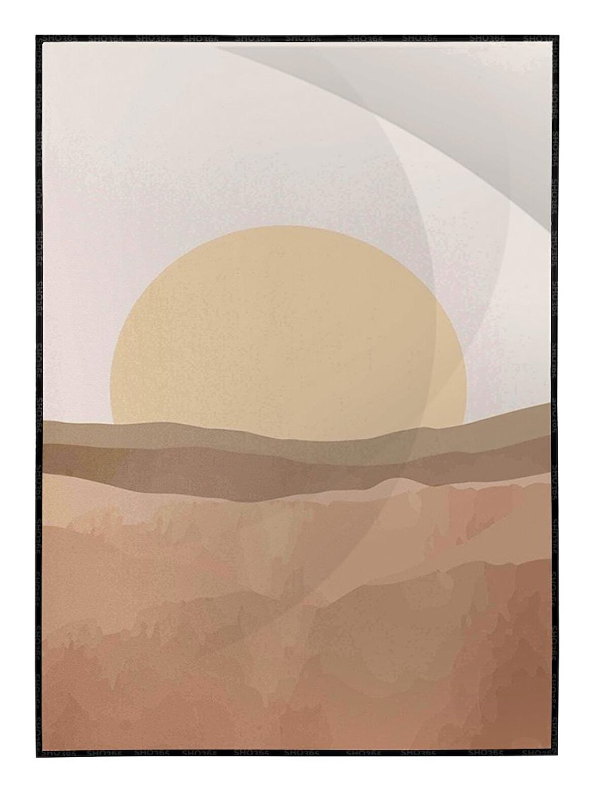 Shop365 Güneş Ay Gökyüzü Sulu Boya Efektli Tablo Çerçeveli P-002195