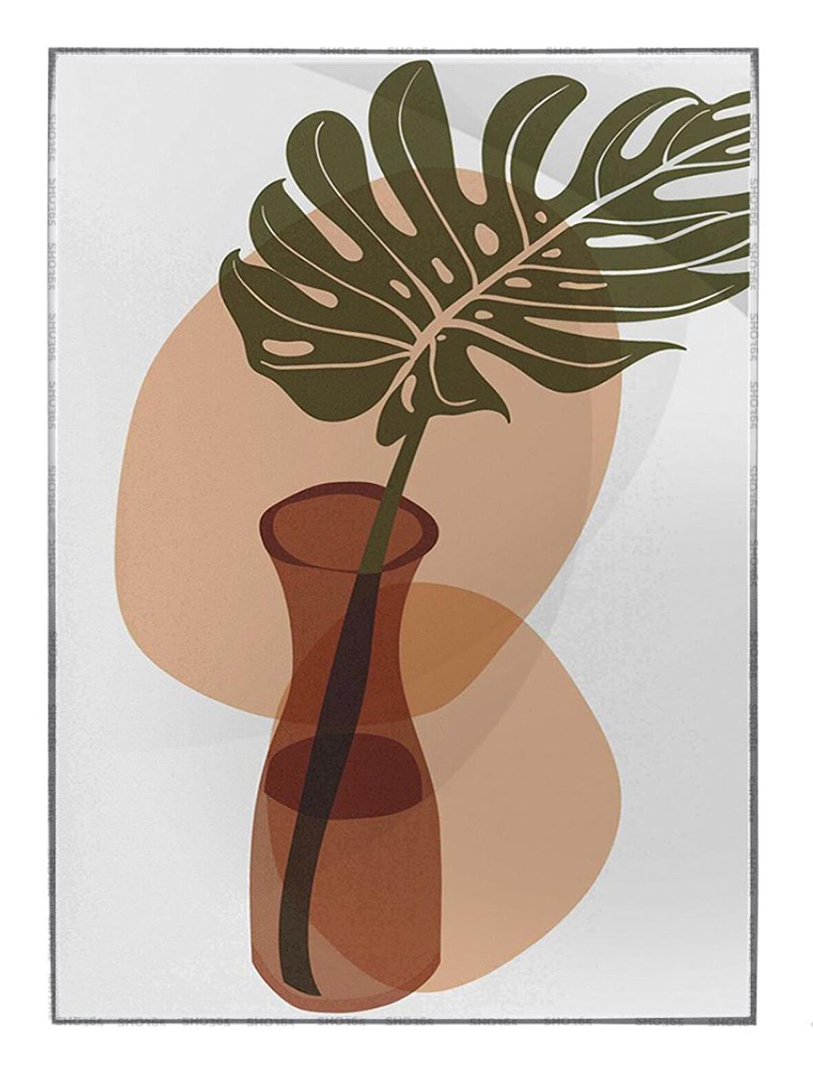 Shop365 Bitki Yapraklar ve Şekiller Modern Tablo Çerçeveli P-002233