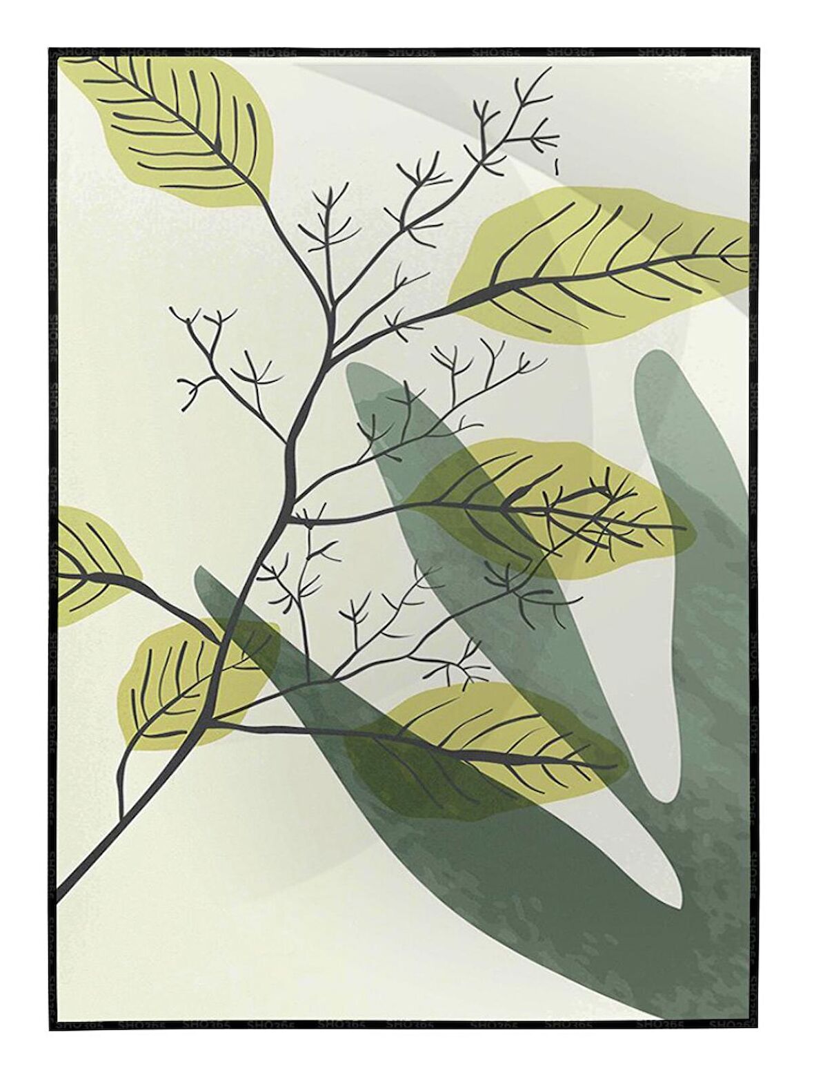 Shop365 Çiçekler Doğa Yeşil Tonlar Modern Tablo Çerçeveli P-002251