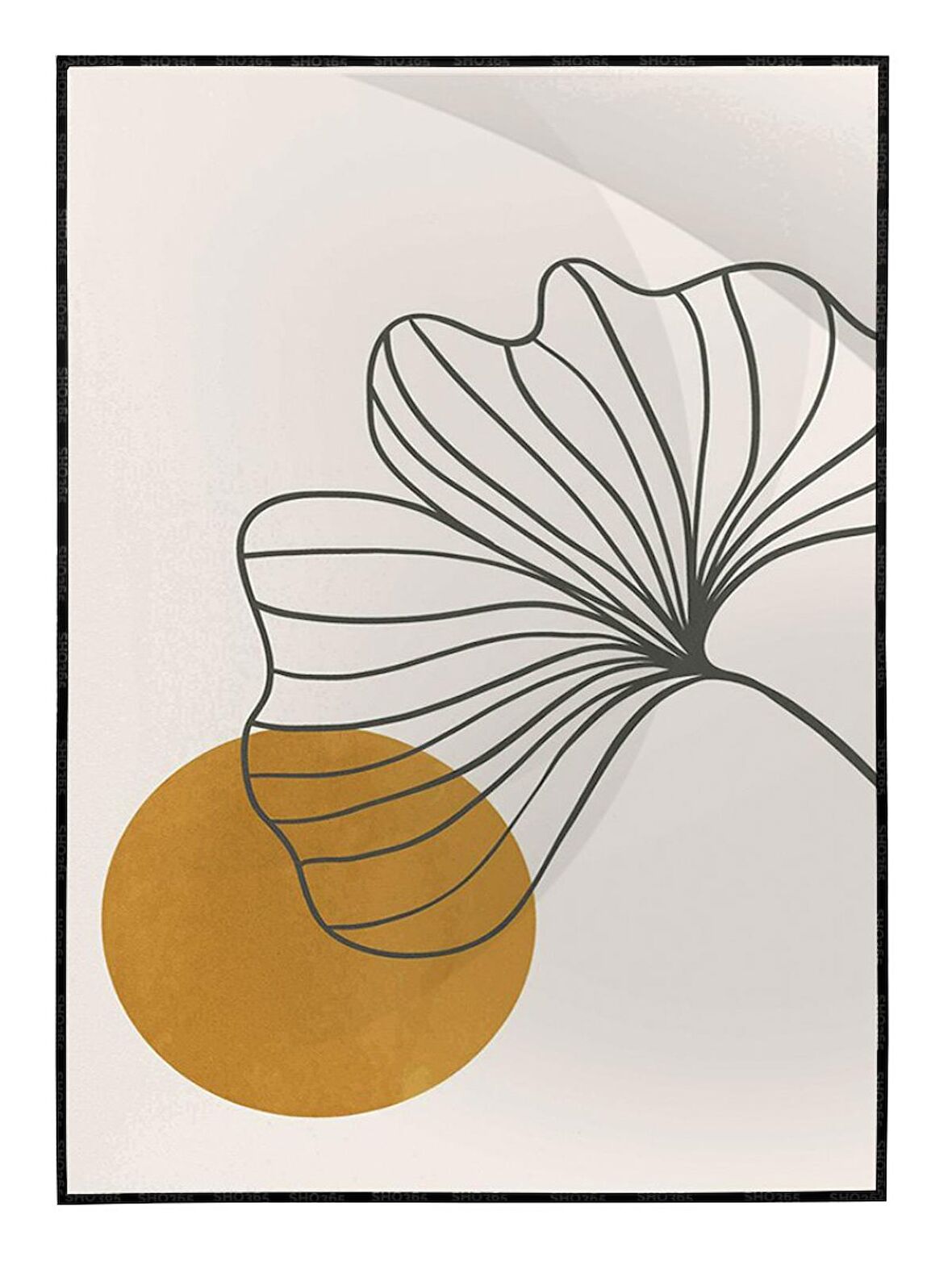 Shop365 Bitki Yapraklar ve Şekiller Modern Tablo Çerçeveli P-002254