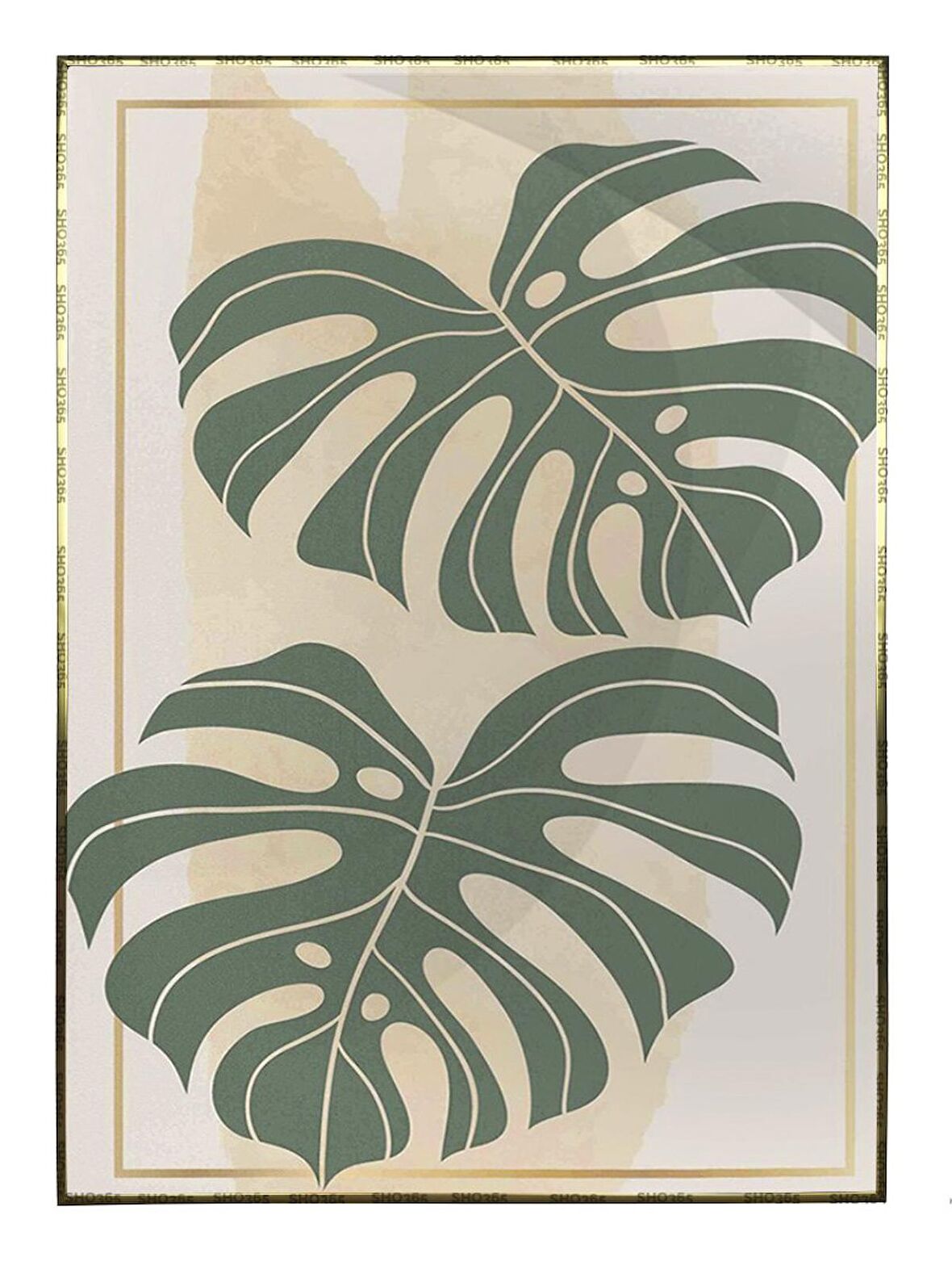 Shop365 Palmiye Yaprakları Sarı Renkler Modern Tablo Çerçeveli P-002261