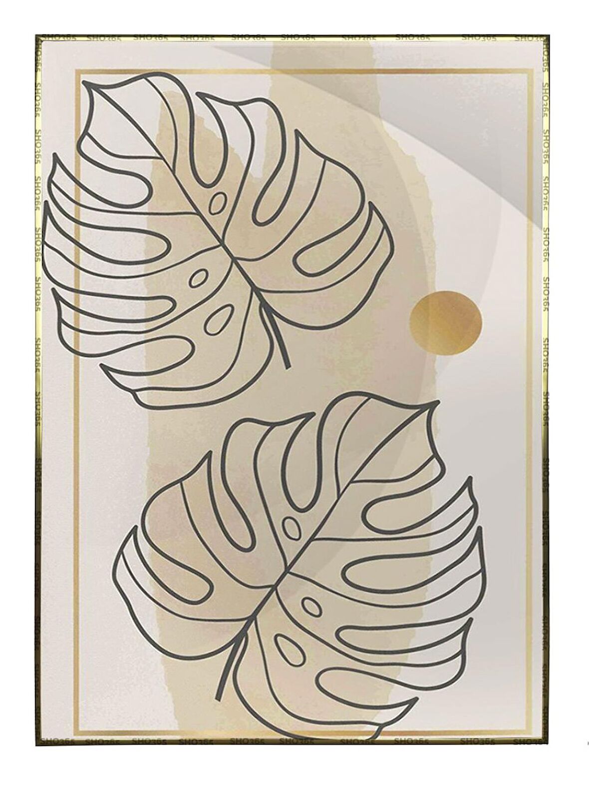 Shop365 Palmiye Yaprakları Sarı Renkler Modern Tablo Çerçeveli P-002264