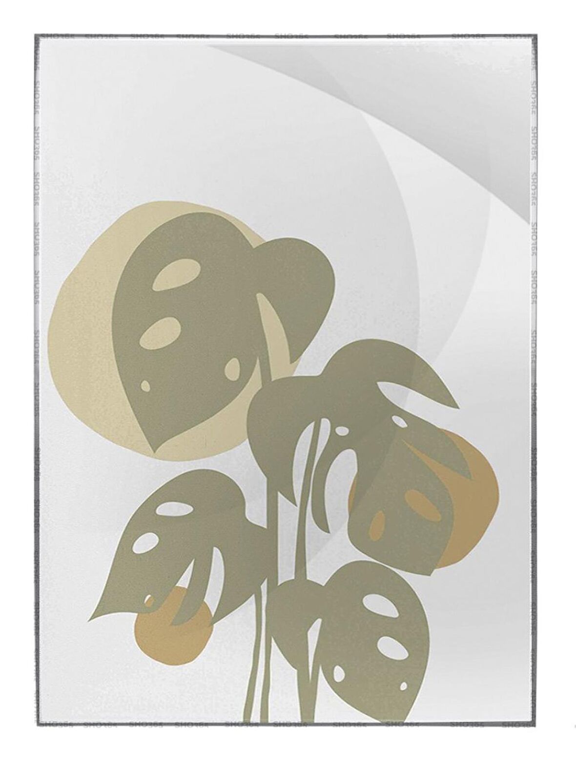 Shop365 Bitki Yapraklar ve Şekiller Modern Tablo Çerçeveli P-002283