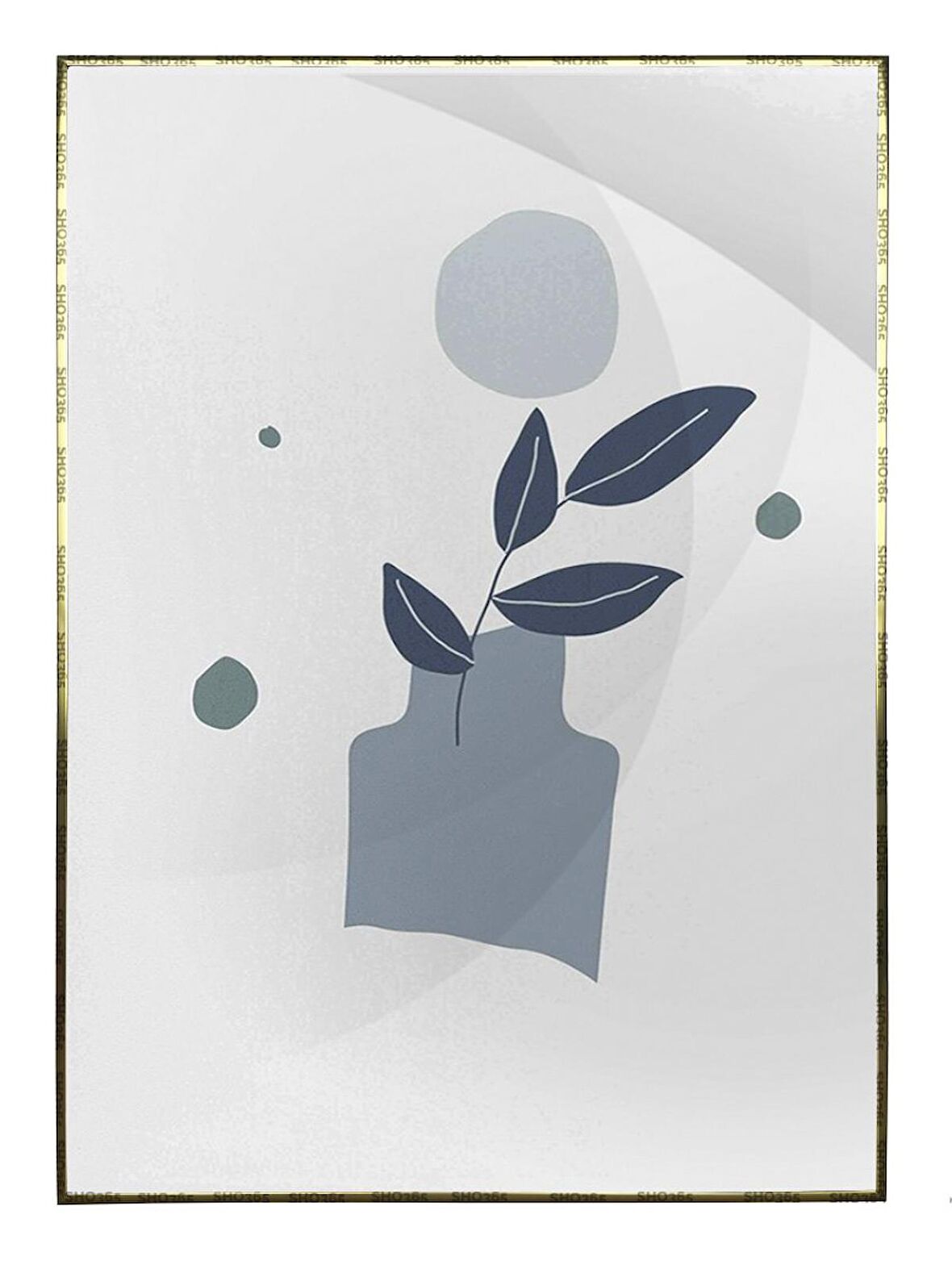 Shop365 Bitki Yapraklar ve Şekiller Modern Tablo Çerçeveli P-002285