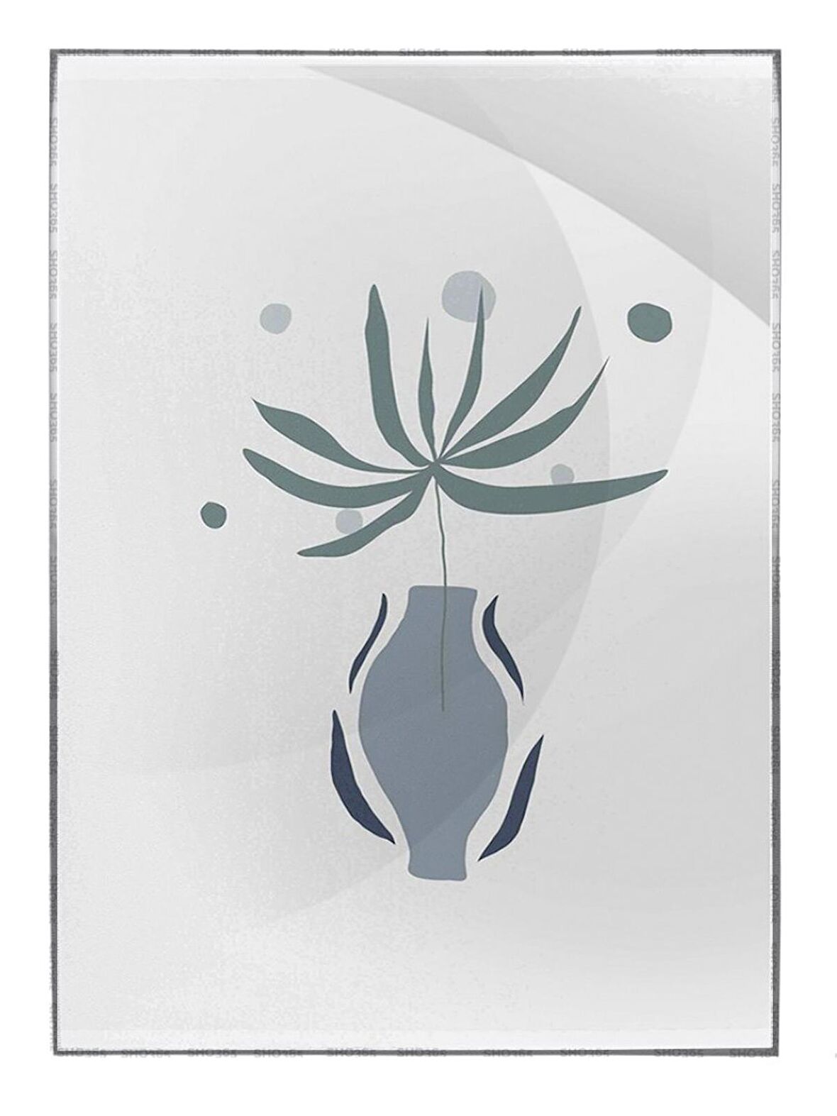 Shop365 Bitki Yapraklar ve Şekiller Modern Tablo Çerçeveli P-002288