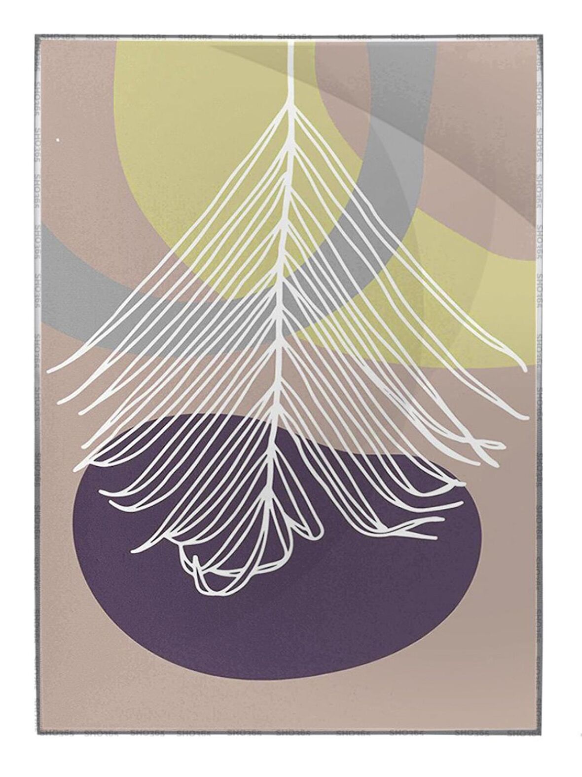 Shop365 Yaprak ve Şekiller Pastel Renkler Modern Tablo Çerçeveli P-002302