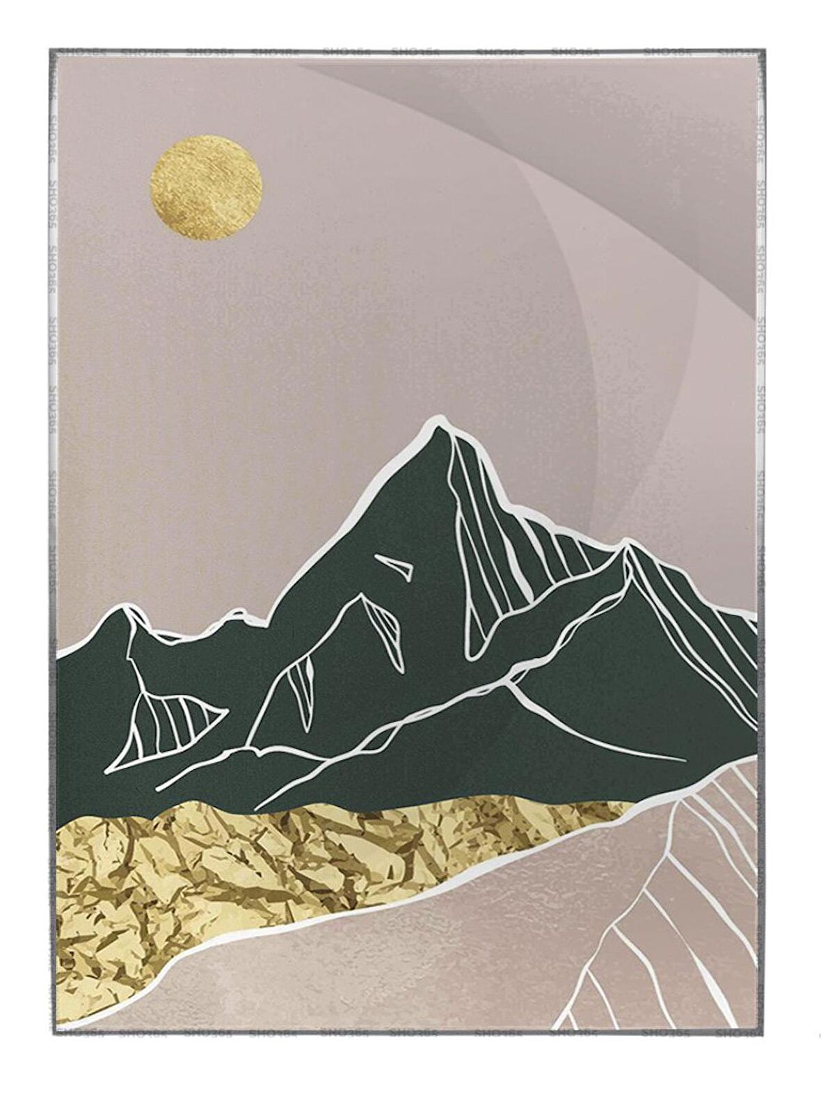 Shop365 Dağ Doğa Manzara Pastel Renkler Dekoratif Modern Tablo Çerçeveli P-002306