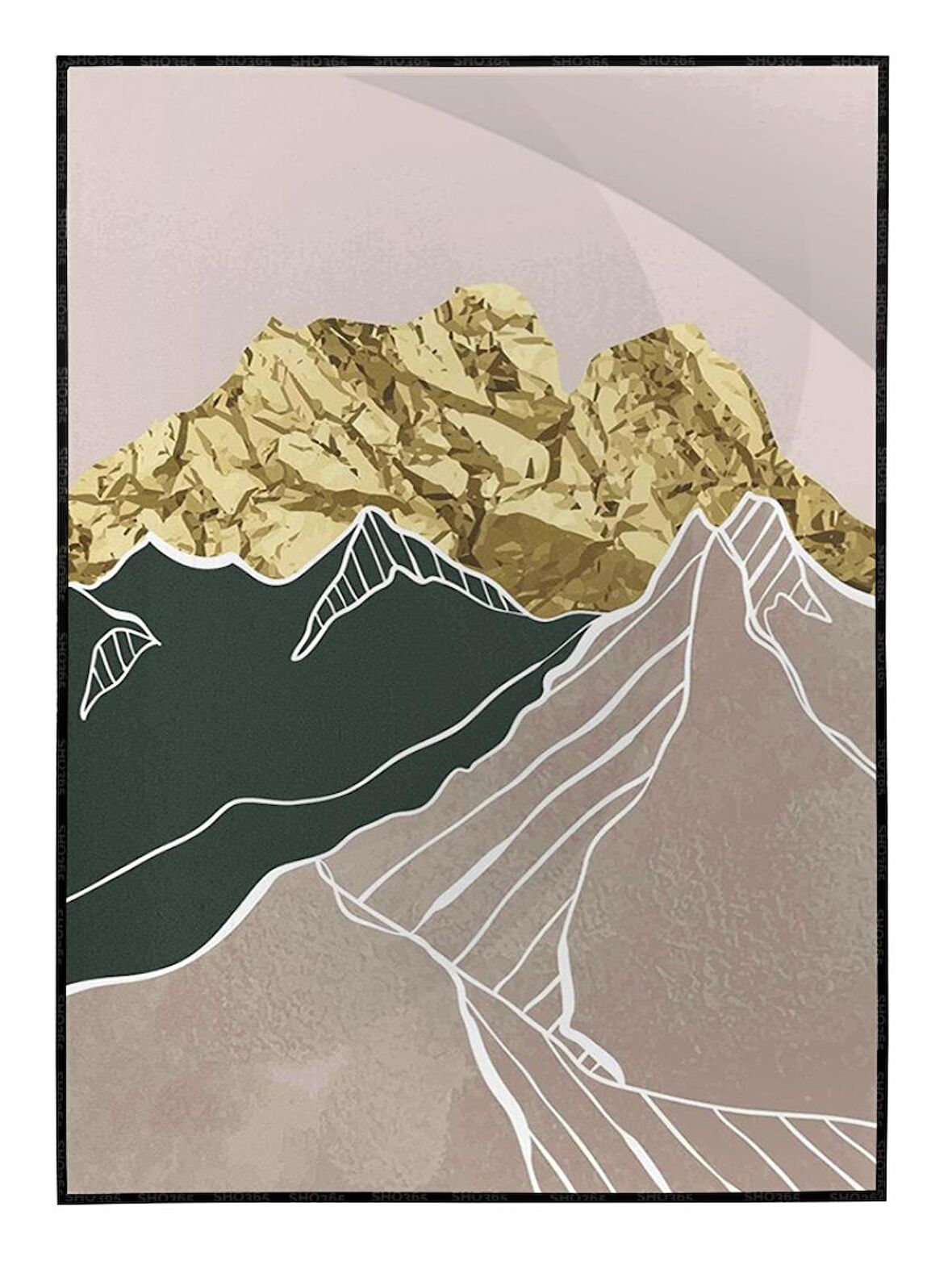 Shop365 Dağ Doğa Manzara Pastel Renkler Dekoratif Modern Tablo Çerçeveli P-002308