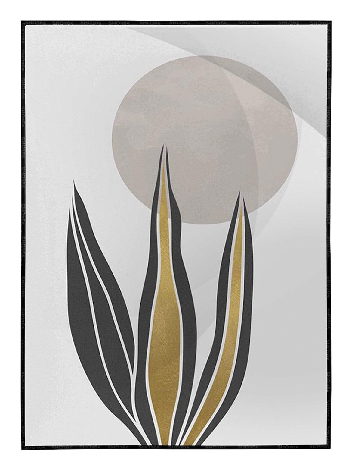 Shop365 Yapraklar ve Şekiller Modern Tablo Çerçeveli P-002357