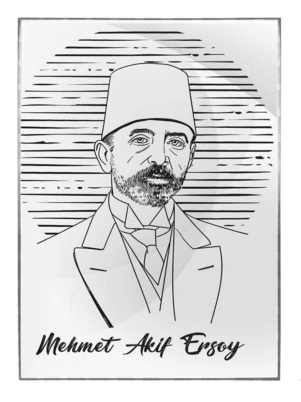 Shop365 Mehmet Akif Ersoy Türk Şair Çizim Tablo Çerçeveli P-002438