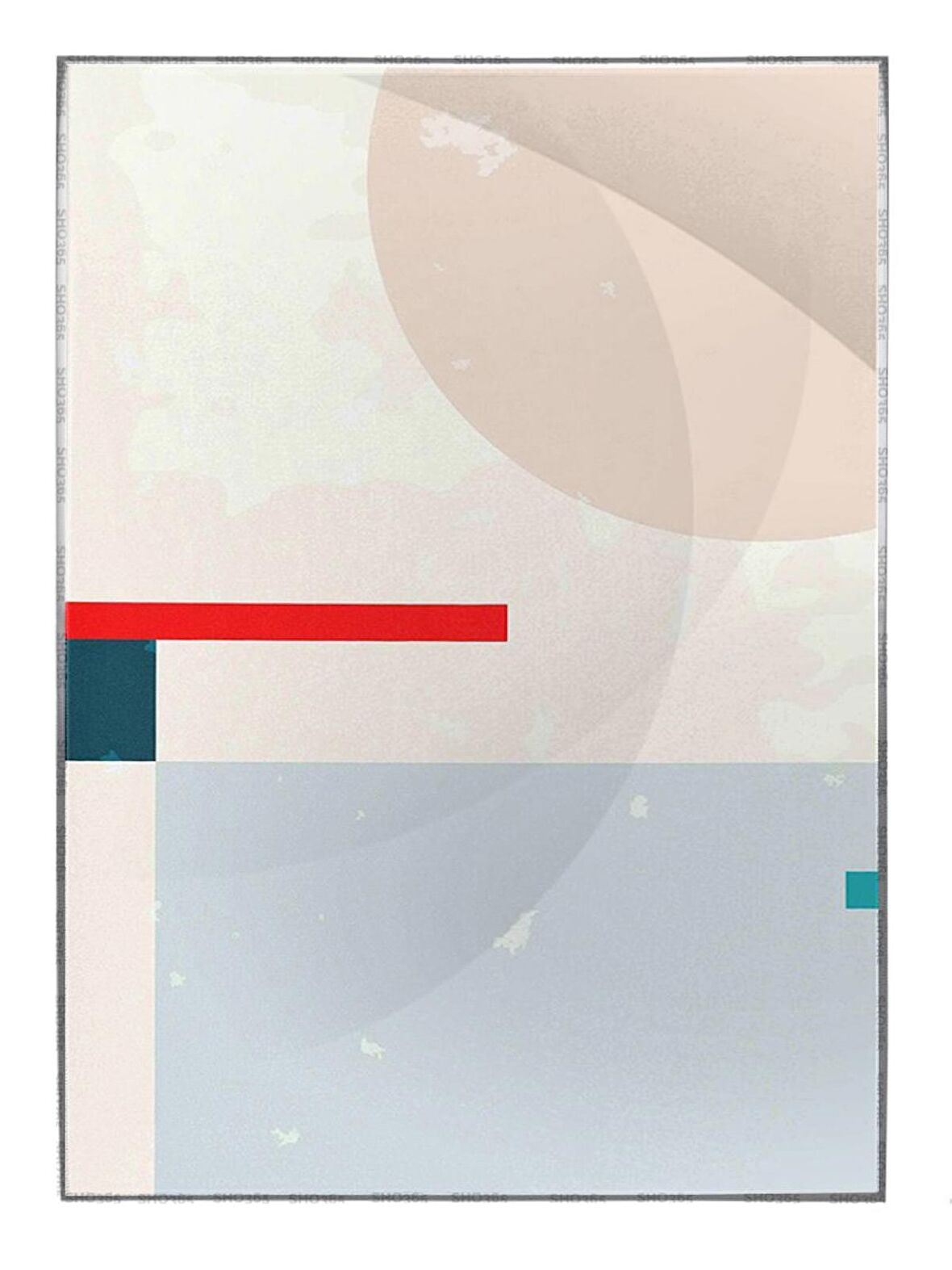 Shop365 Şekiller Krem Mavi Kırmızı Renkler Modern Tablo Çerçeveli P-002441