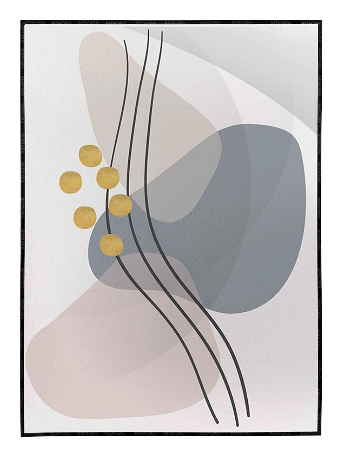 Shop365 Şekiller ve Çizgiler Açık Tonlar Modern Tablo Çerçeveli P-002451