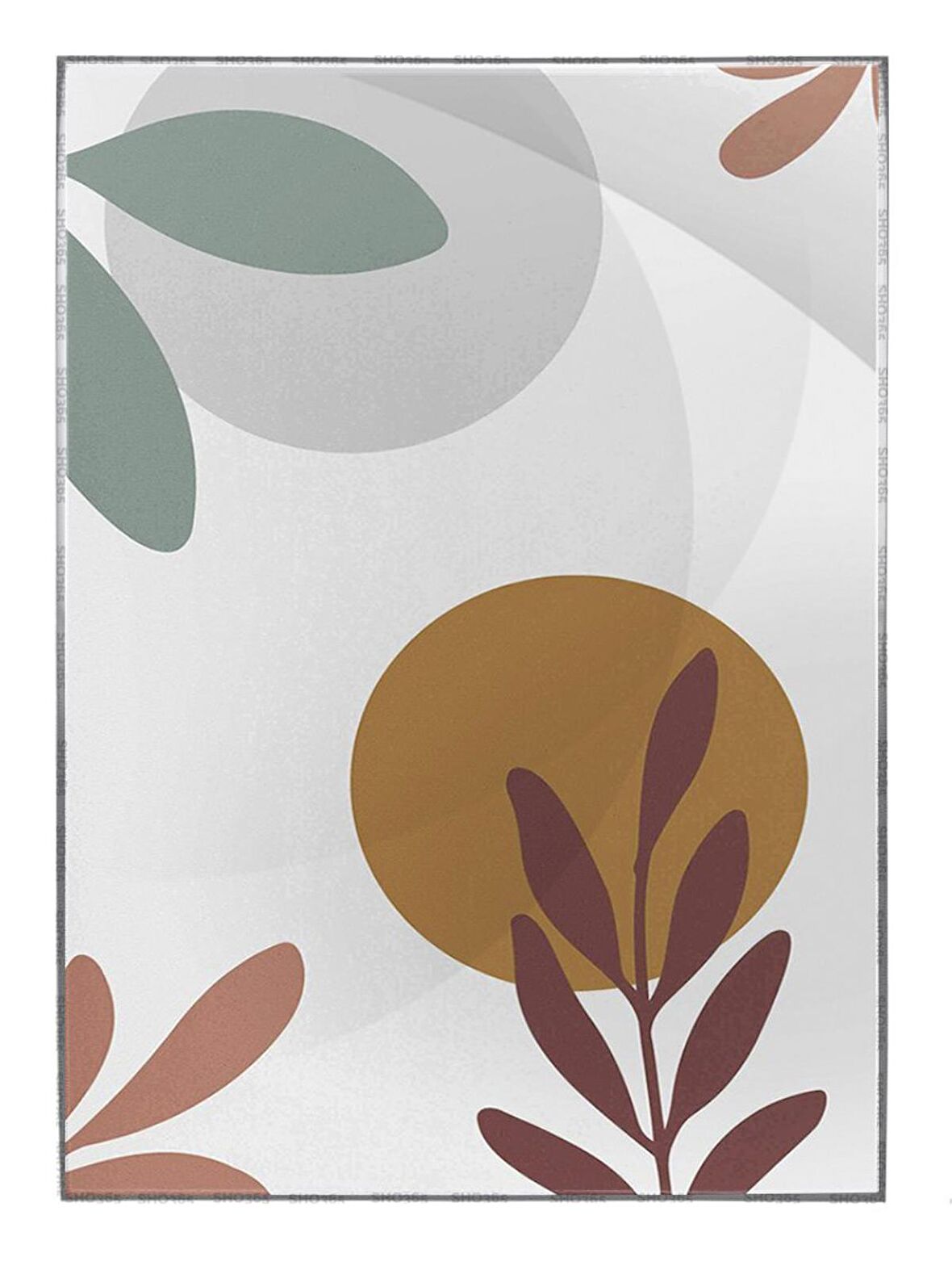 Shop365 Bitki Yapraklar ve Şekiller Modern Tablo Çerçeveli P-002463