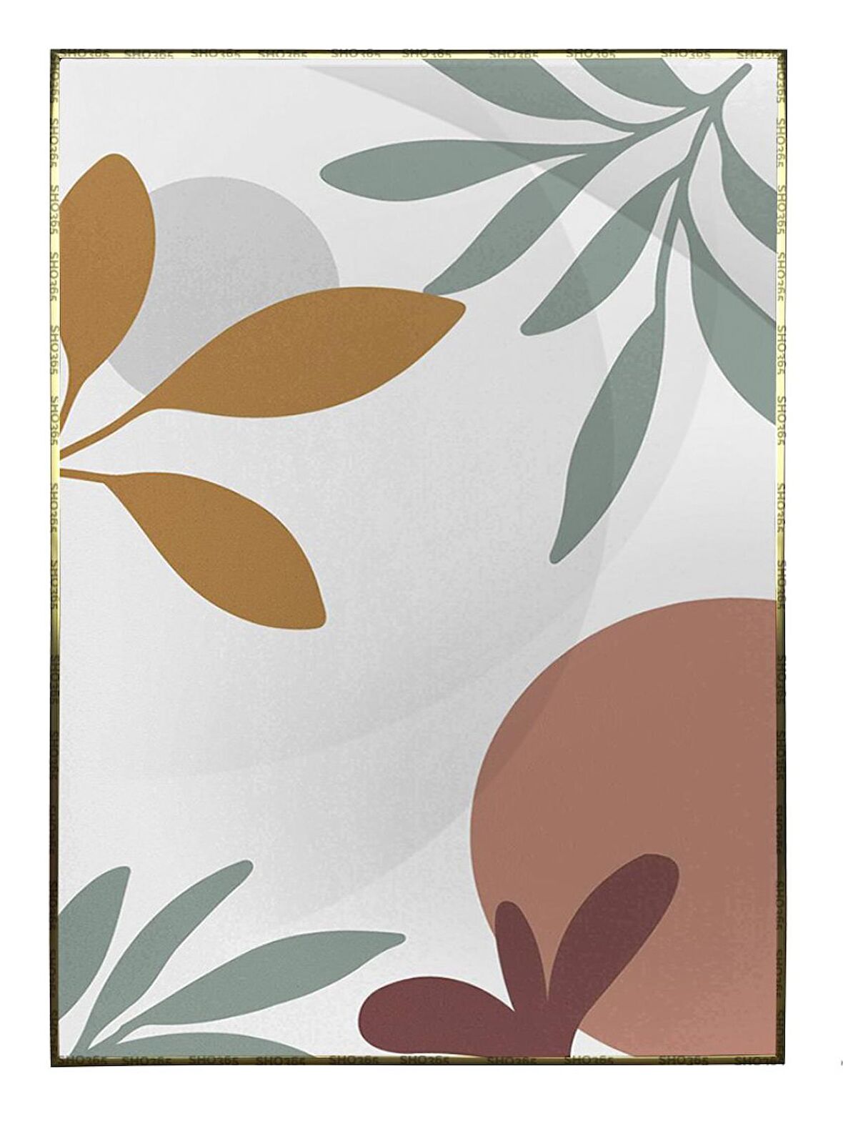 Shop365 Bitki Yapraklar ve Şekiller Modern Tablo Çerçeveli P-002464