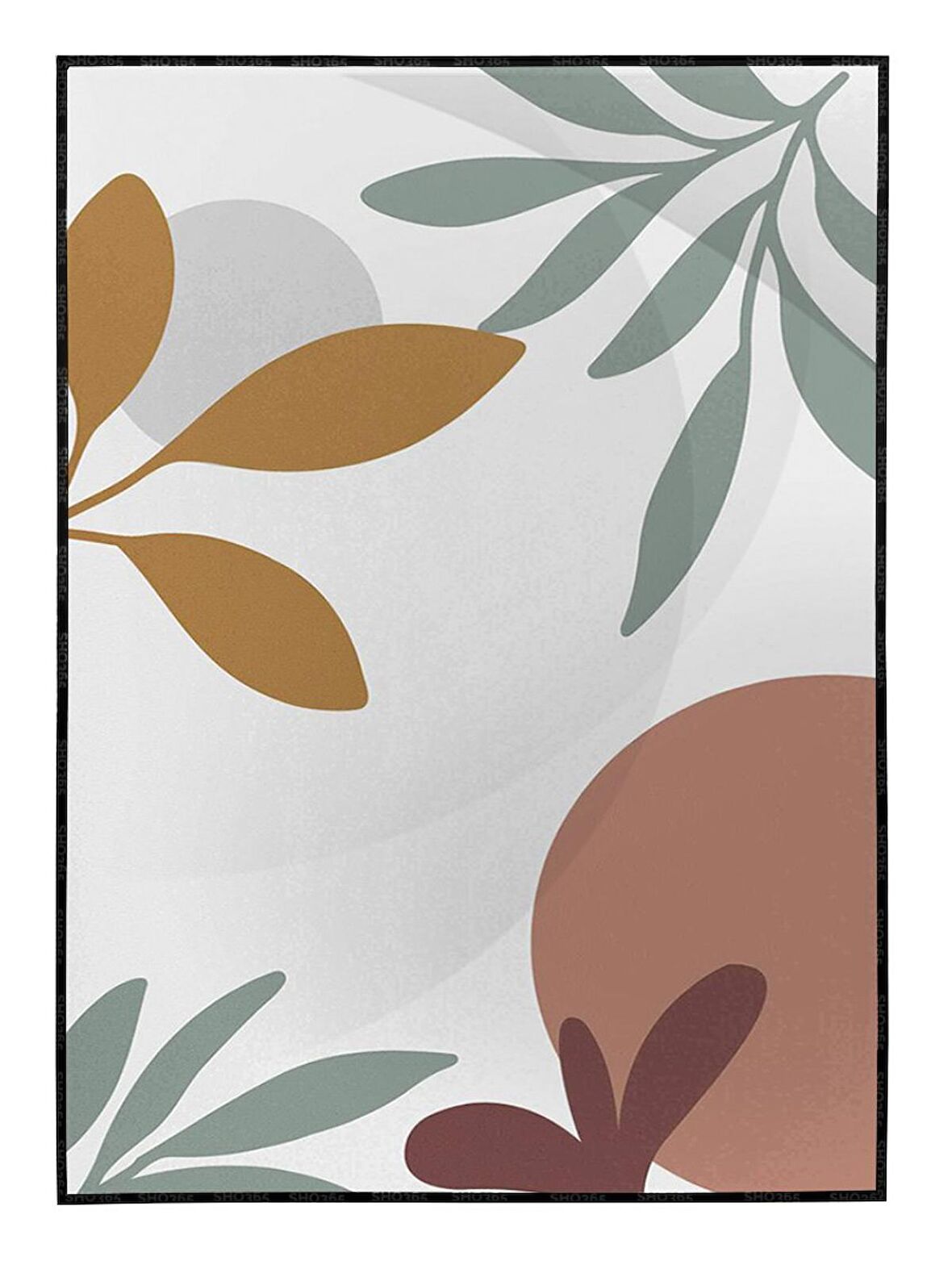 Shop365 Bitki Yapraklar ve Şekiller Modern Tablo Çerçeveli P-002464