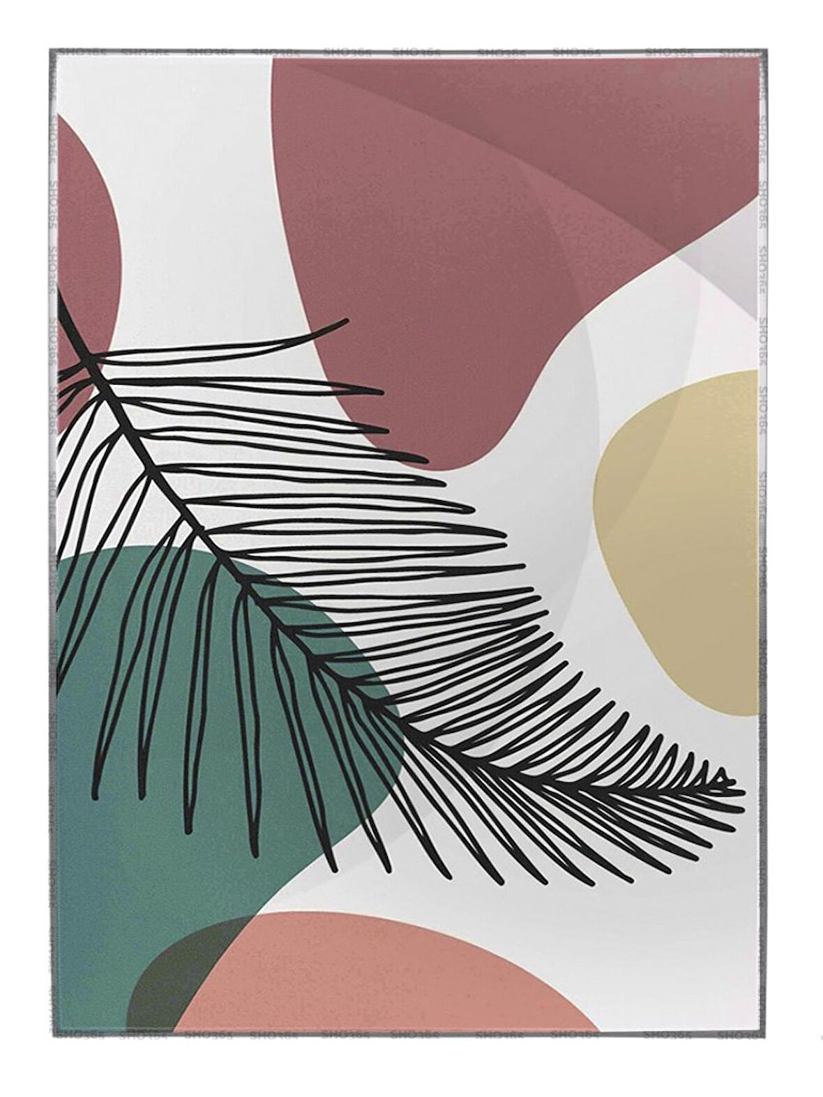 Shop365 Bitki Yapraklar ve Şekiller Modern Tablo Çerçeveli P-002473