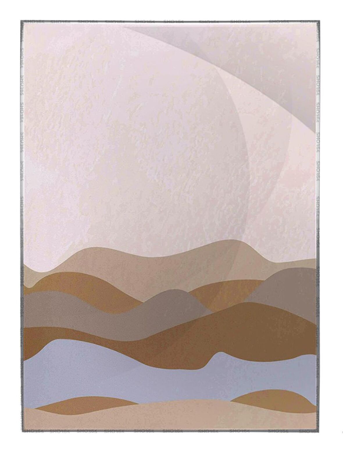 Shop365 Güneş Ay ve Dağ Manzara Modern Sulu Boya Efektli Tablo Çerçeveli P-002480