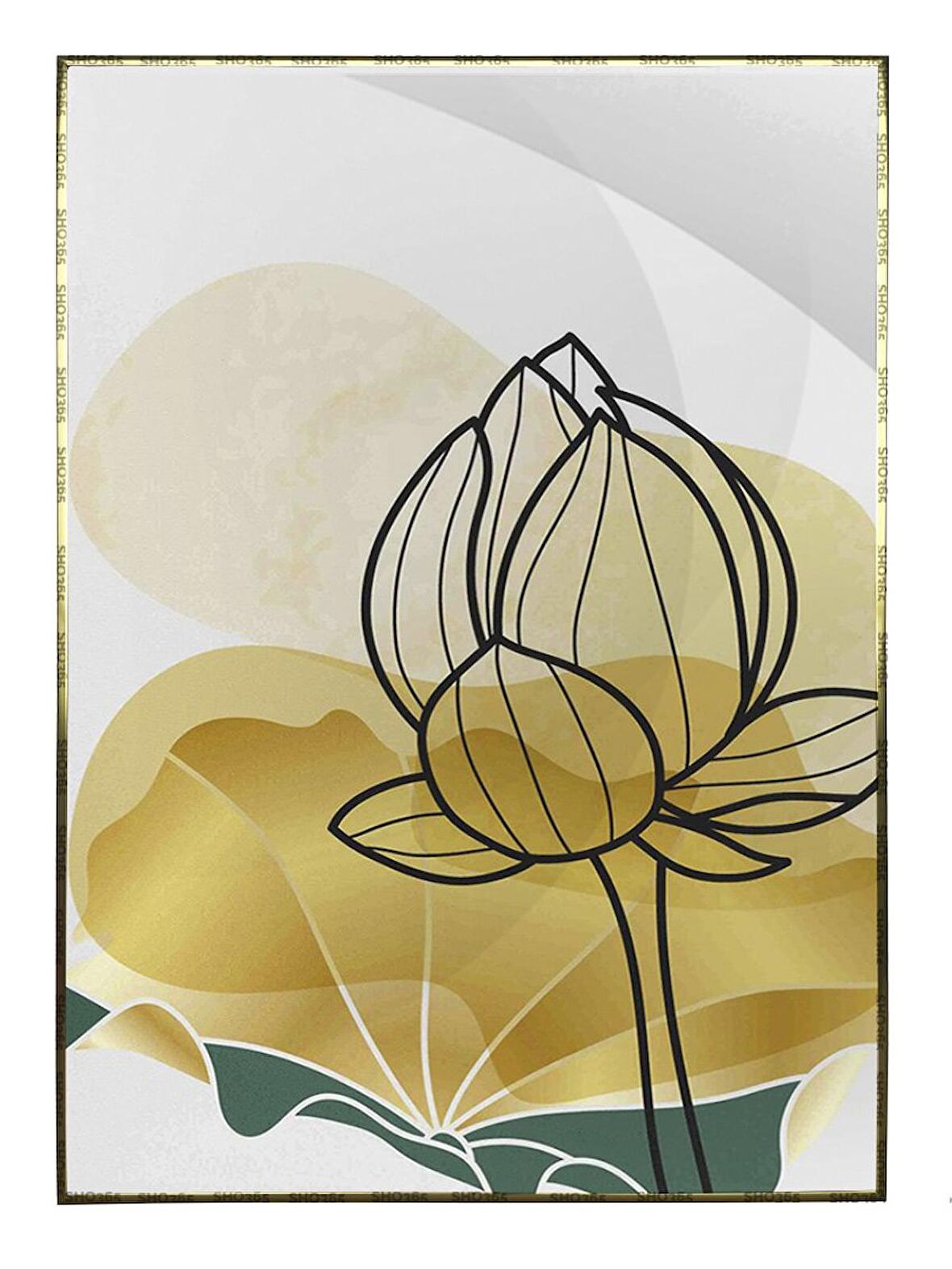 Shop365 Nilüfer Çiçek ve Şekiller Modern Tablo Çerçeveli P-002534