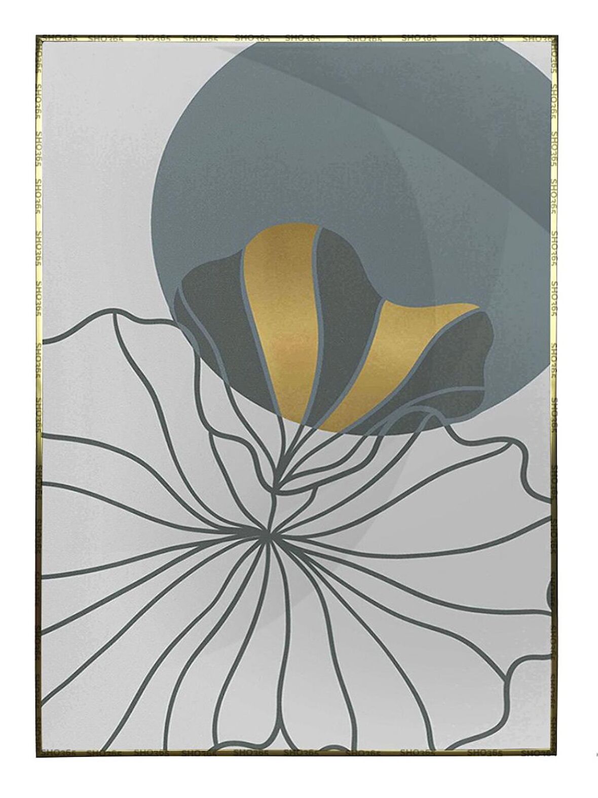 Shop365 Nilüfer Çiçek Karışık Renkler Modern İllüstrasyon Tablo Çerçeveli P-002573